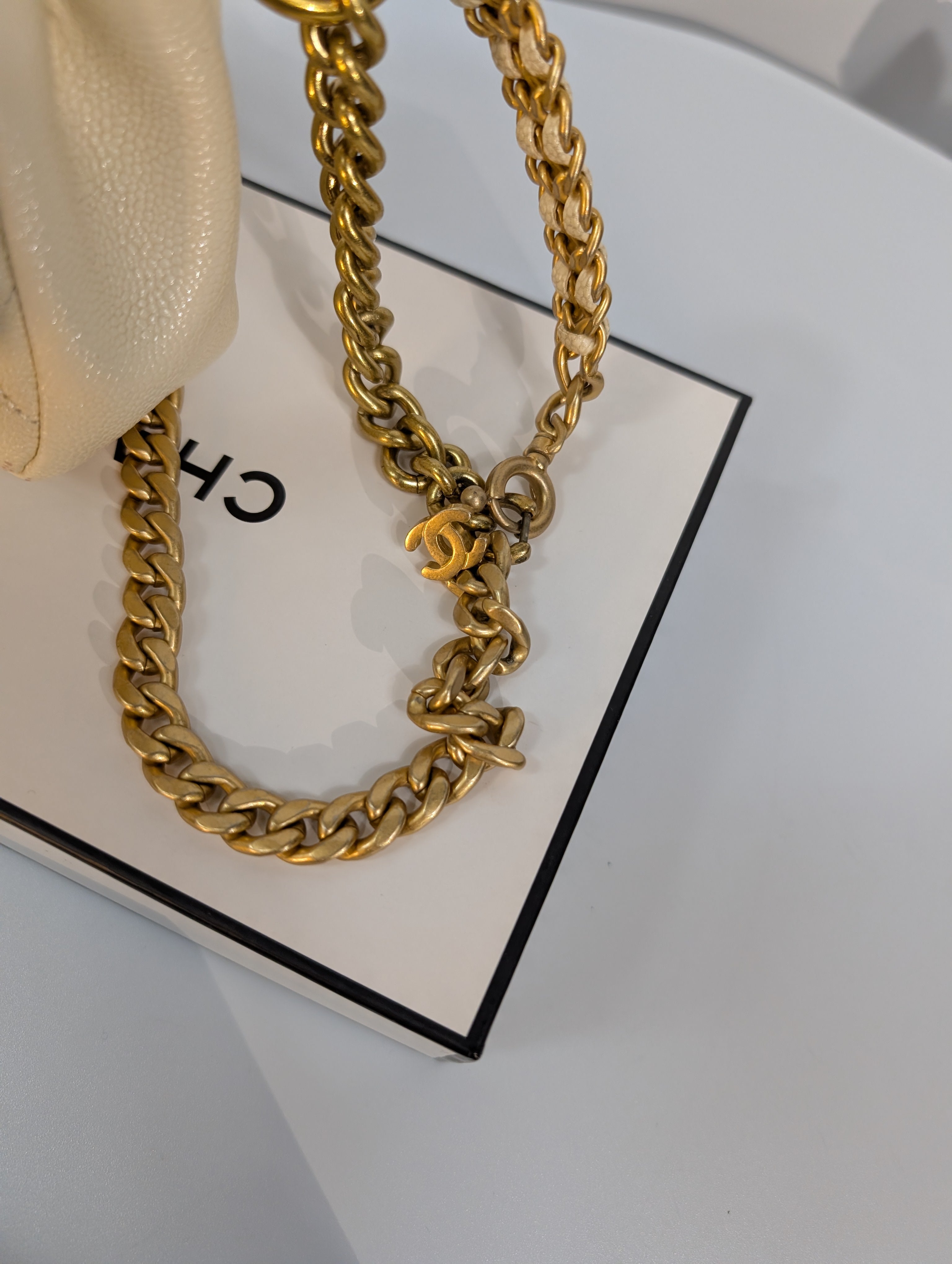 Chanel Melody Cream White Caviar Quilted Mini Flap Belt Bag
