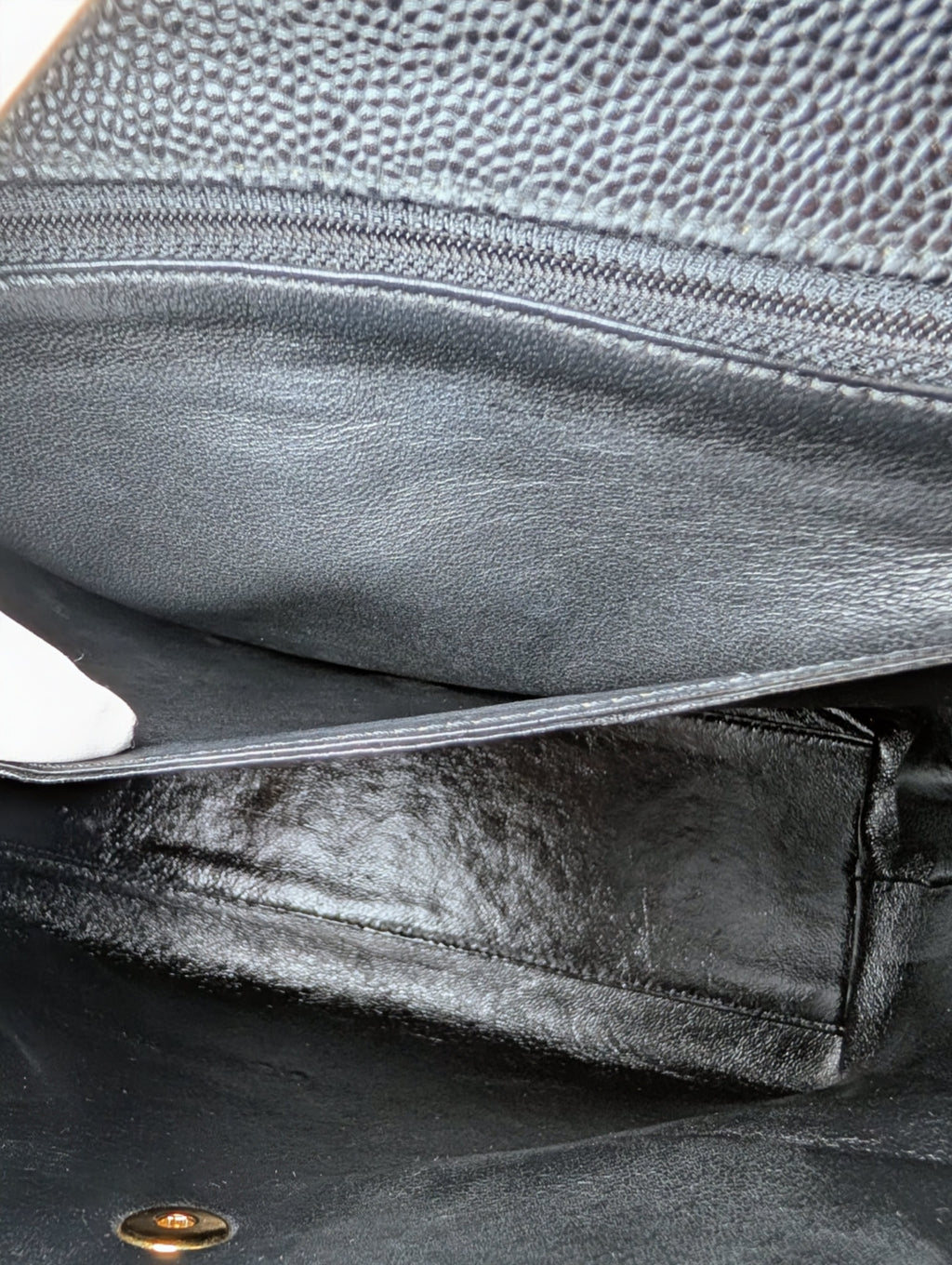 Chanel Vintage Black Quilted Caviar Leather Medium Kelly Flap Top Handle Bag