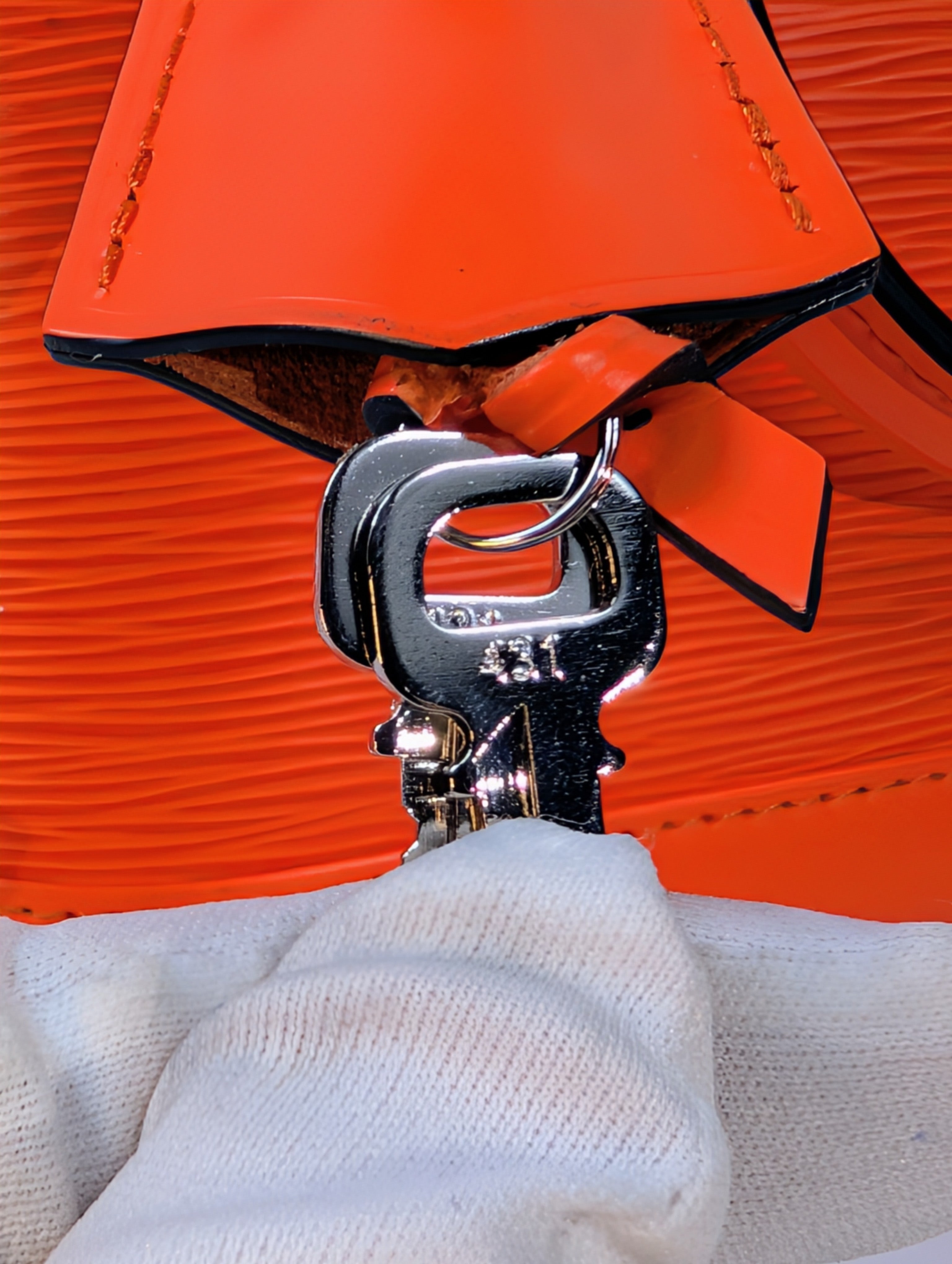 Louis Vuitton Mandarin Orange Epi Leather Alma BB with Jacquard Strap and Lock