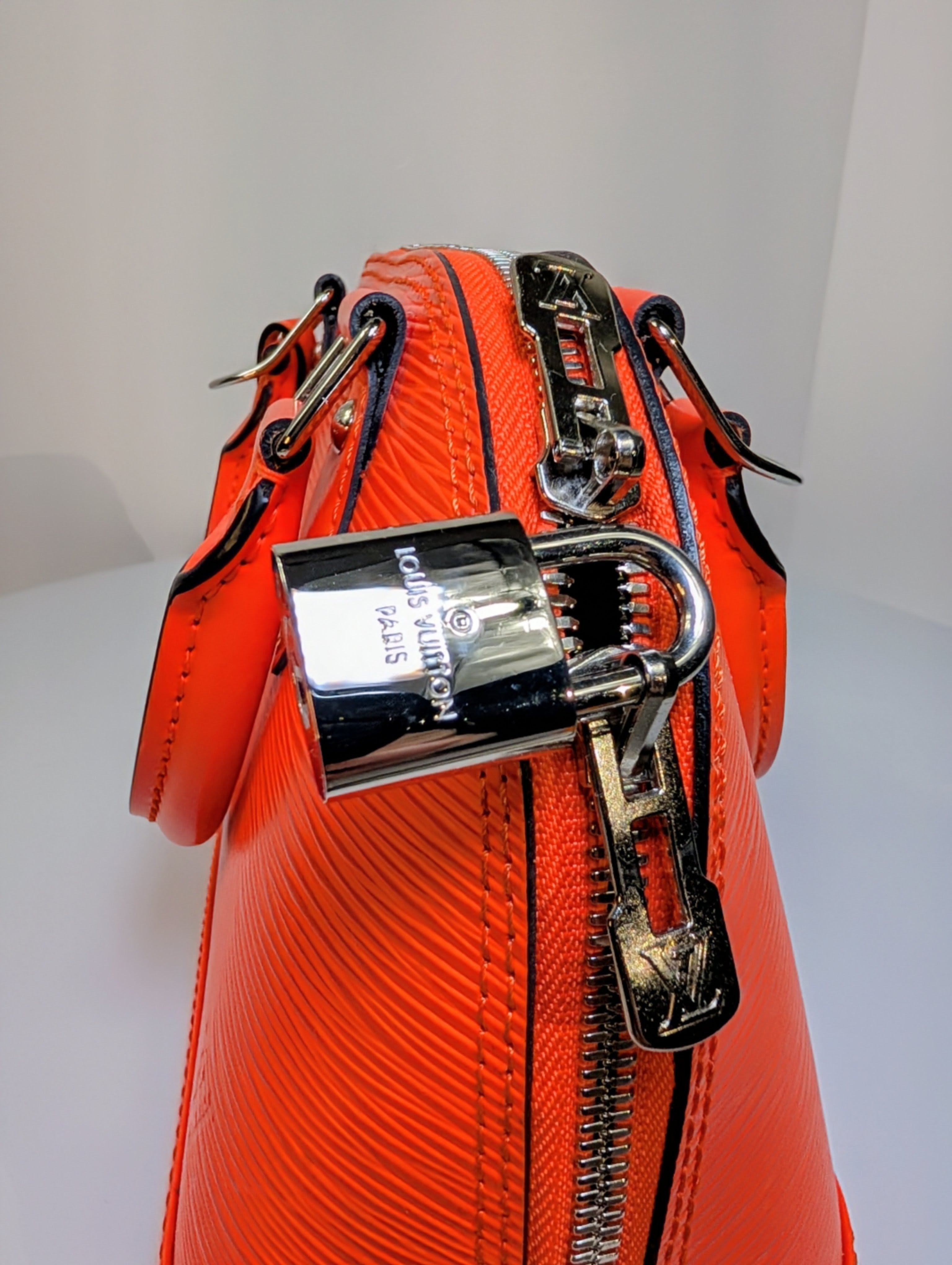Louis Vuitton Mandarin Orange Epi Leather Alma BB with Jacquard Strap and Lock