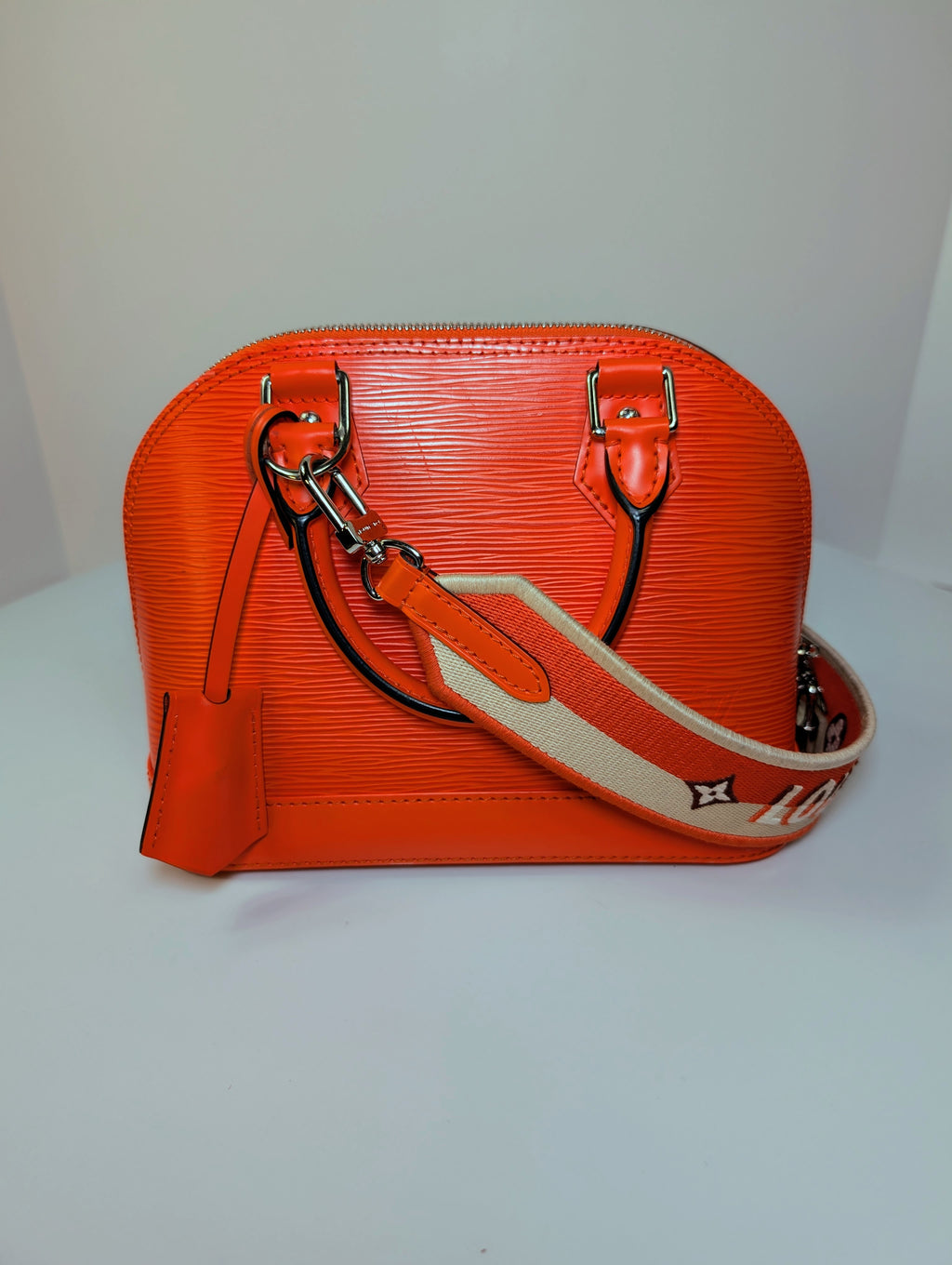 Louis Vuitton Mandarin Orange Epi Leather Alma BB with Jacquard Strap and Lock