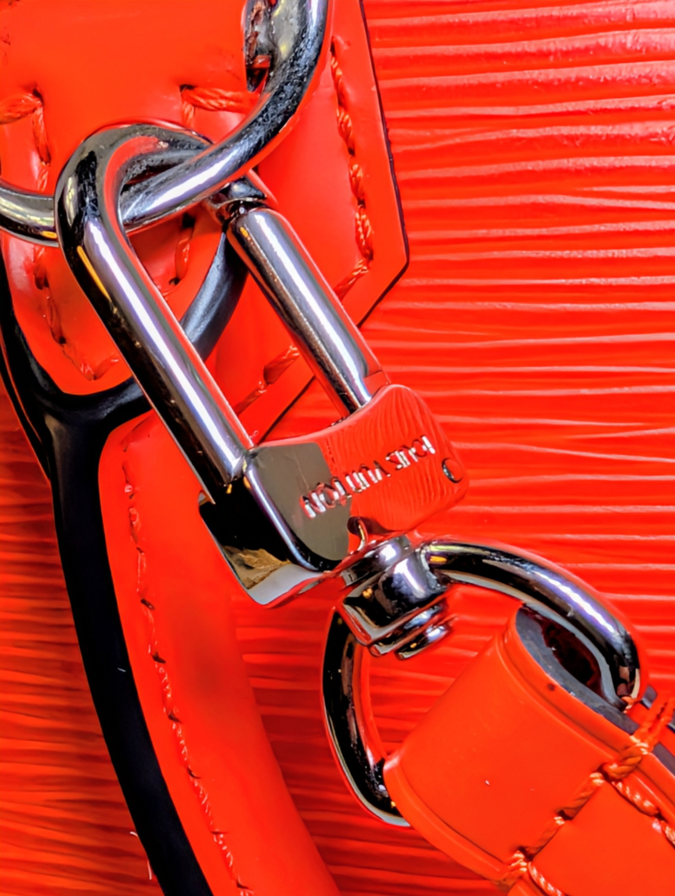 Louis Vuitton Mandarin Orange Epi Leather Alma BB with Jacquard Strap and Lock