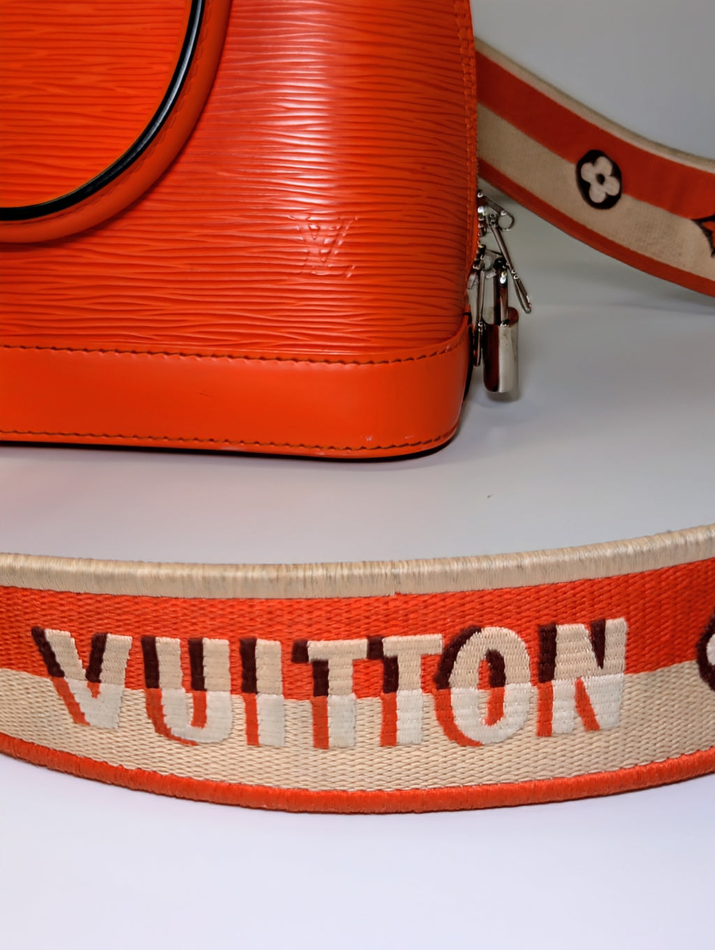 Louis Vuitton Mandarin Orange Epi Leather Alma BB with Jacquard Strap and Lock