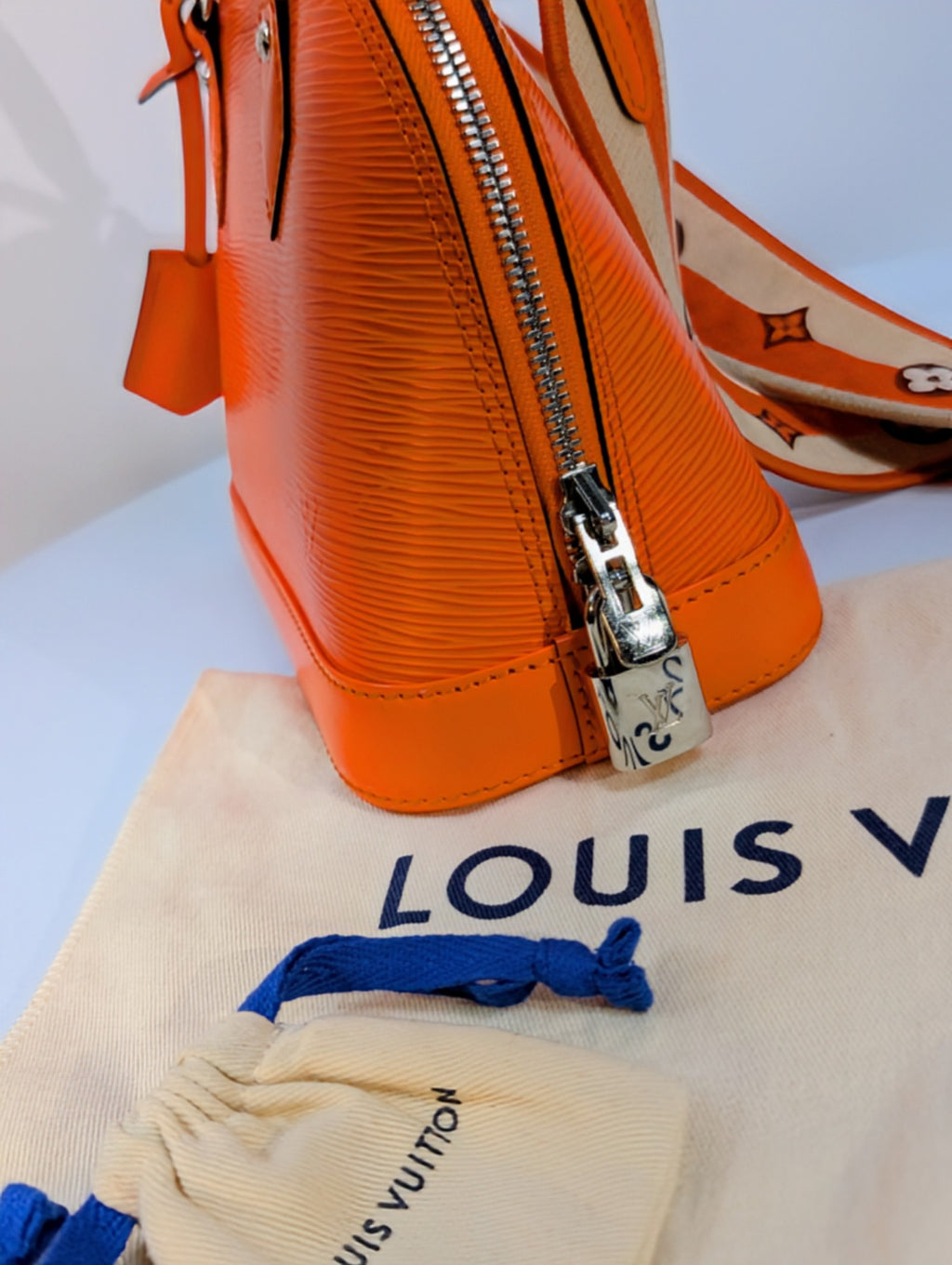 Louis Vuitton Mandarin Orange Epi Leather Alma BB with Jacquard Strap and Lock