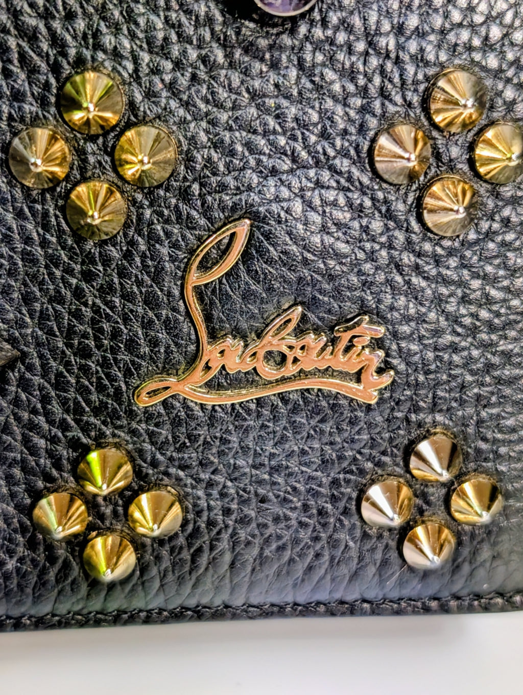 Christian Louboutin Black Calfskin Paloma Chain Clutch with Gold "Loubinthesky" Hardware