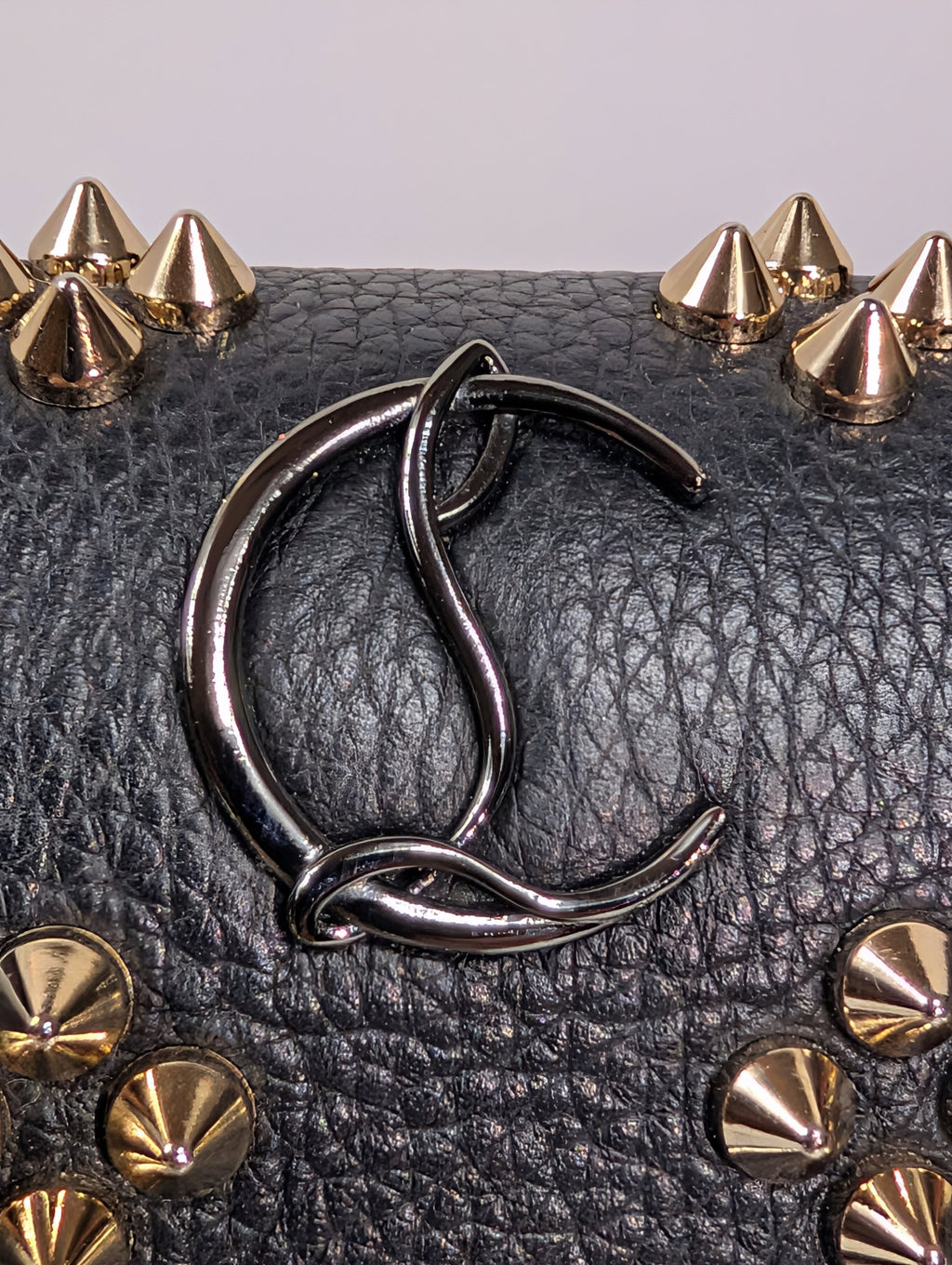 Christian Louboutin Black Calfskin Paloma Chain Clutch with Gold "Loubinthesky" Hardware