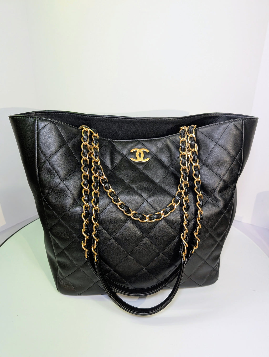 Chanel Black Quilted Calfskin Shopping Tote (GST)