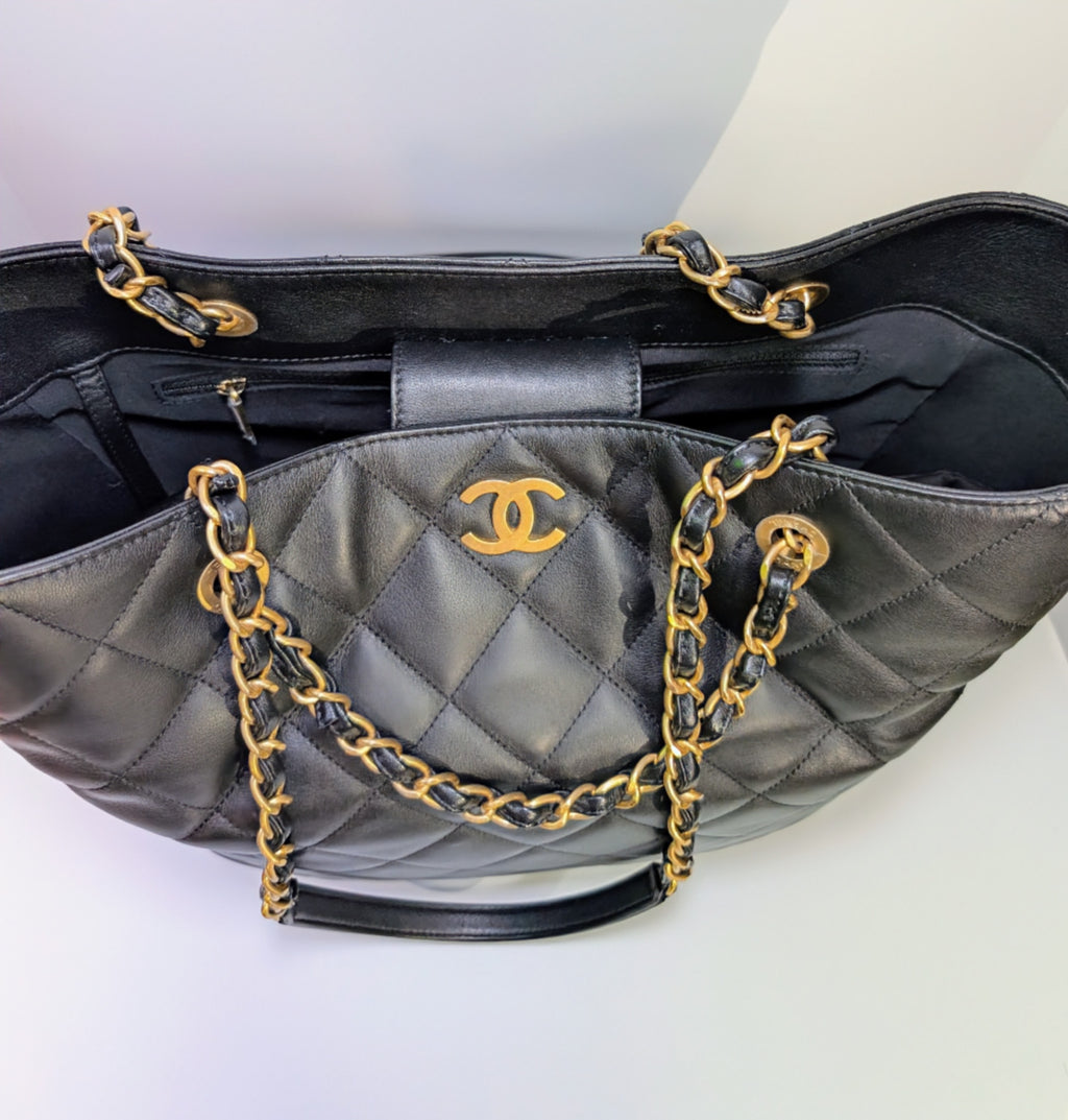 Chanel Black Quilted Calfskin Shopping Tote (GST)