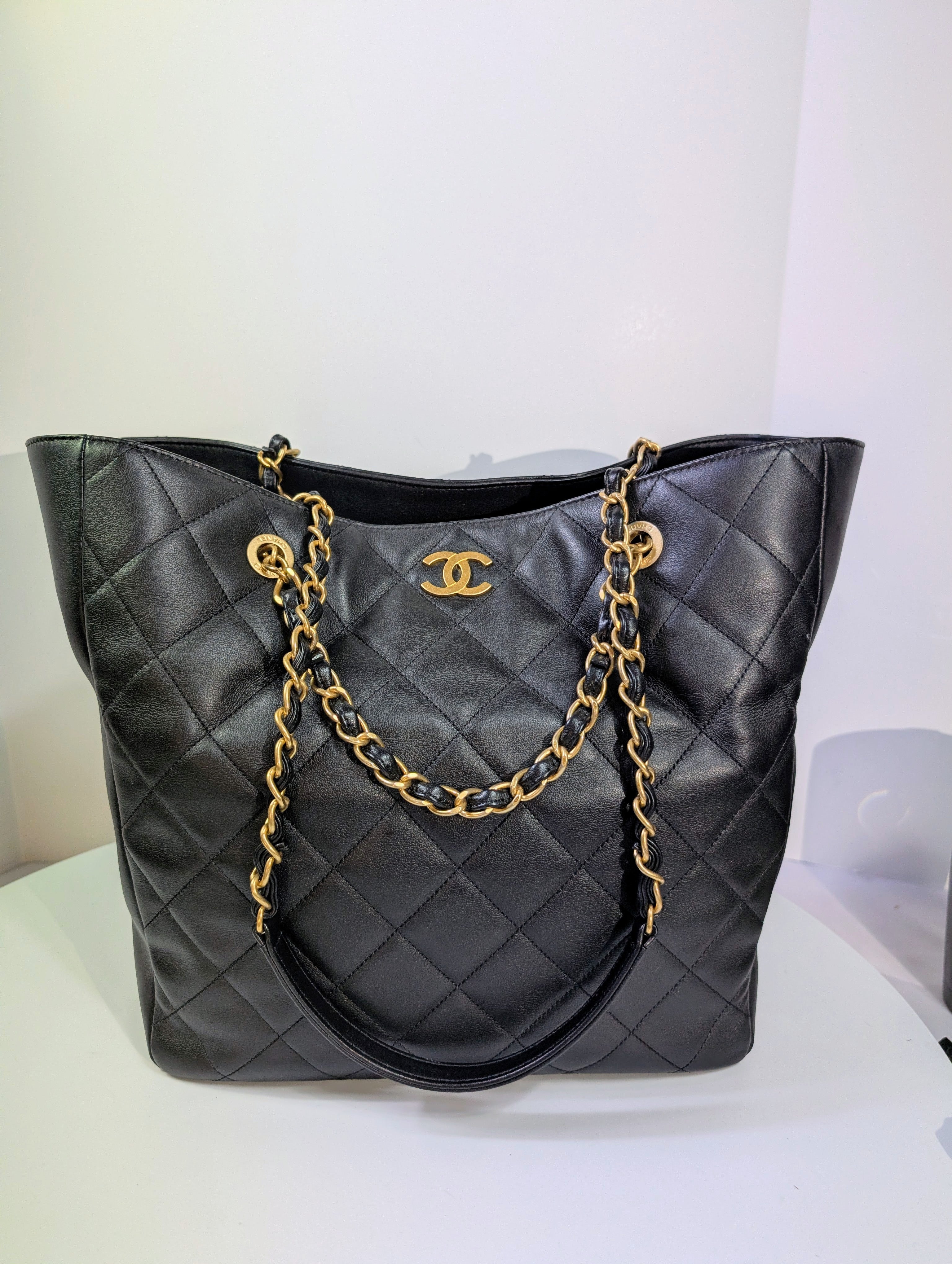 Chanel Black Quilted Calfskin Shopping Tote (GST)