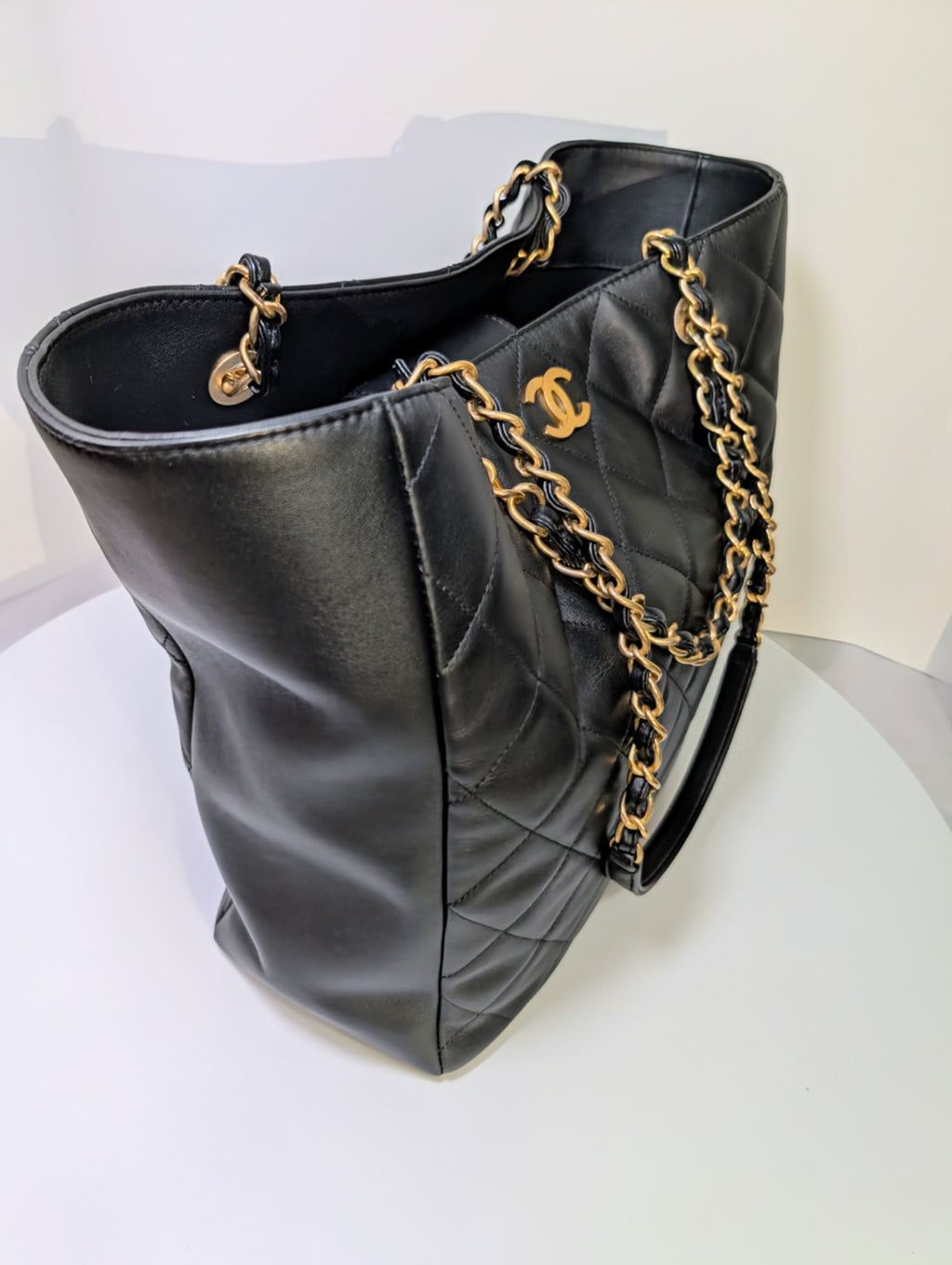 Chanel Black Quilted Calfskin Shopping Tote (GST)