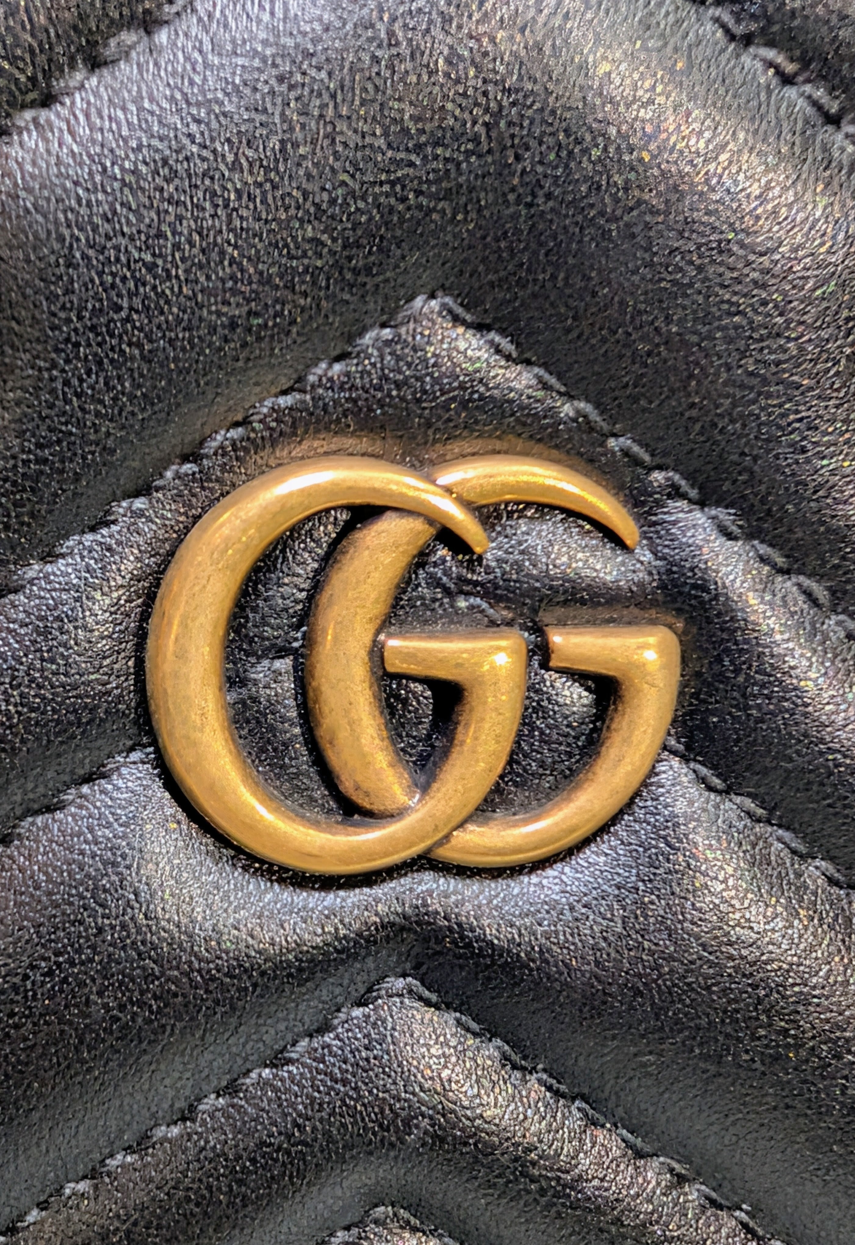 Gucci Black Leather GG Marmont Matelassé Mini Shoulder Bag
