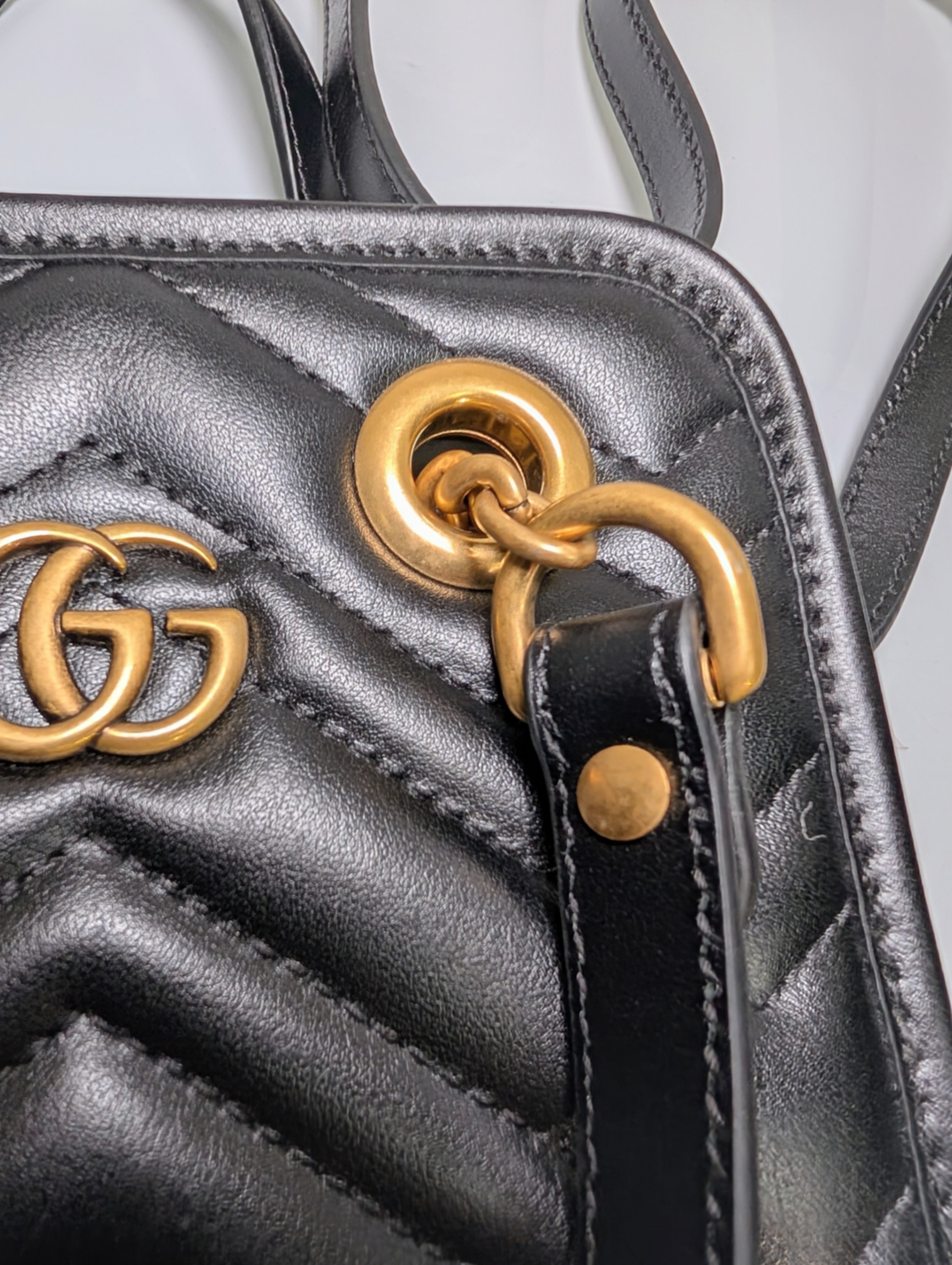 Gucci Black Leather GG Marmont Matelassé Mini Shoulder Bag