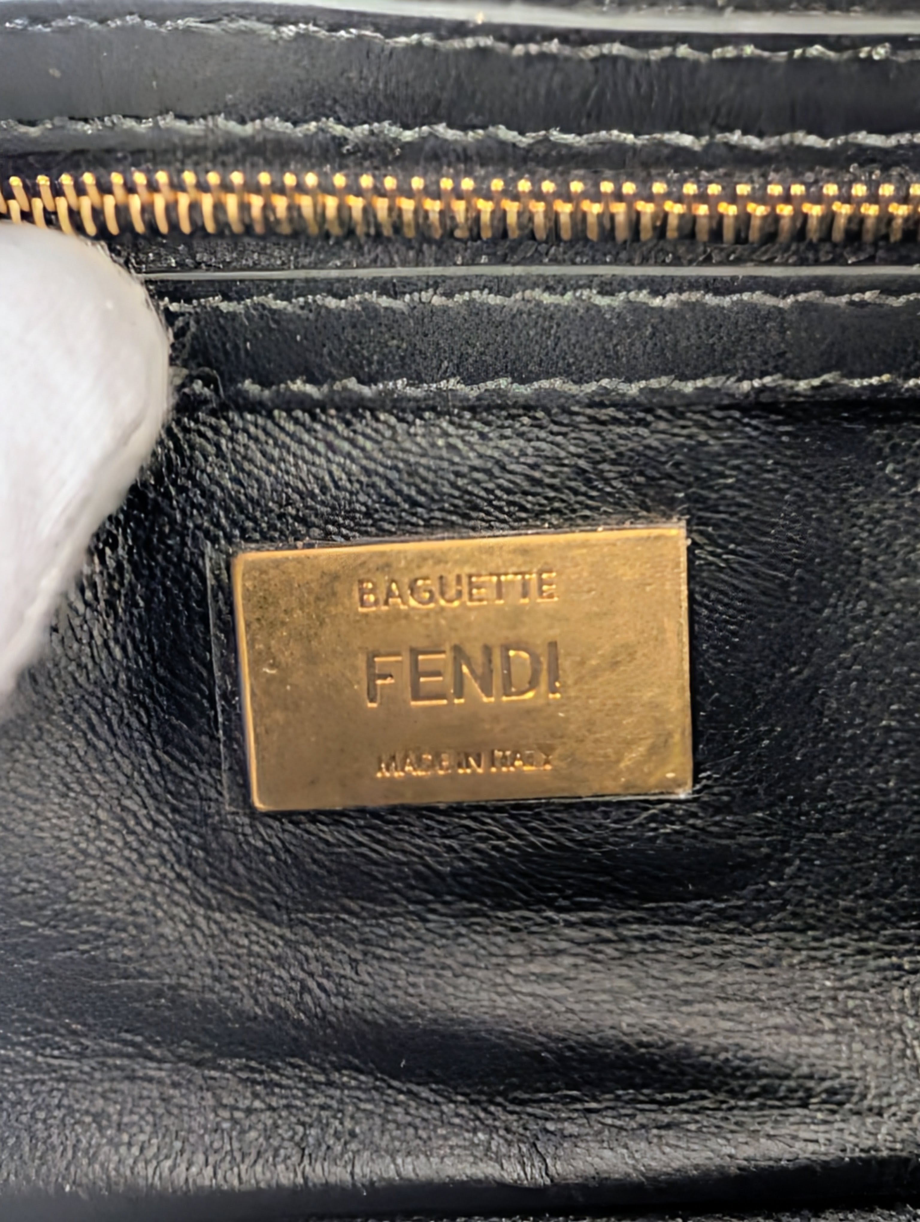Fendi Rare Black and White European Mink Fur Baguette Bag with Matching Mink Strap