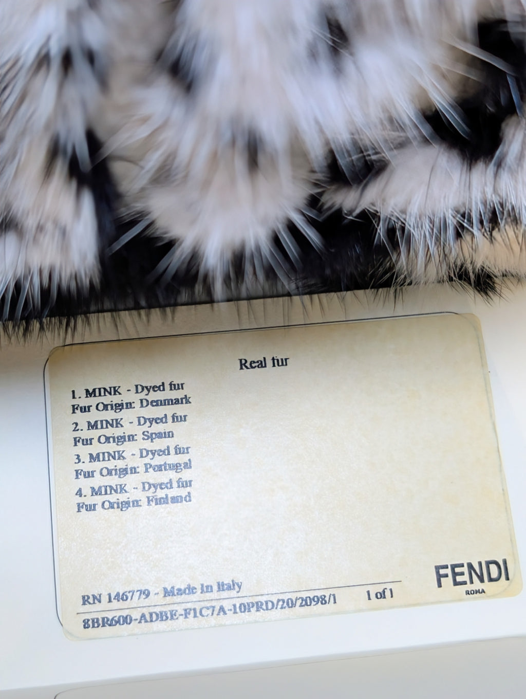 Fendi Rare Black and White European Mink Fur Baguette Bag with Matching Mink Strap