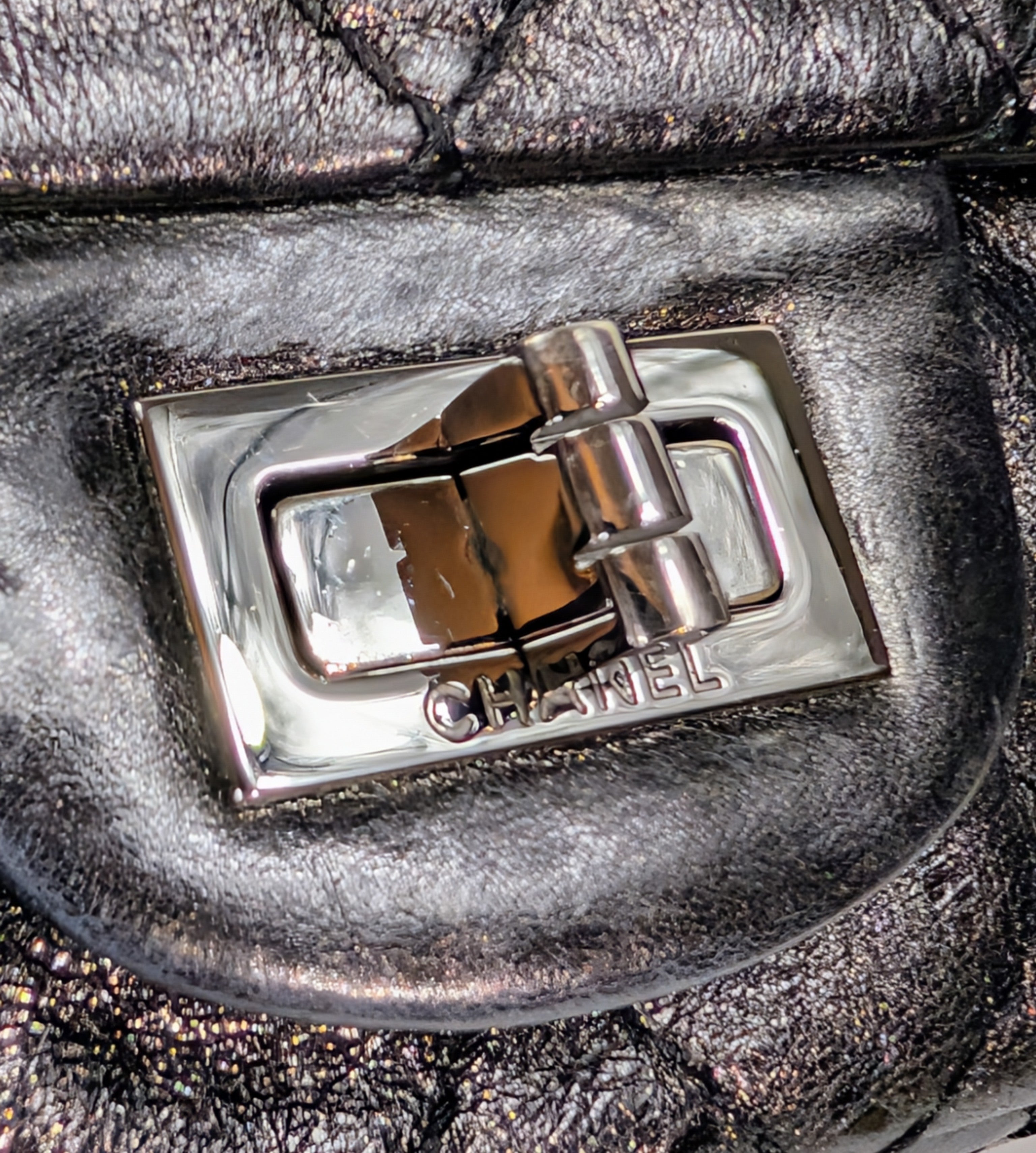 Chanel Vintage Anthracite Distressed Calfskin Leather 2.55 Reissue Double Flap Bag