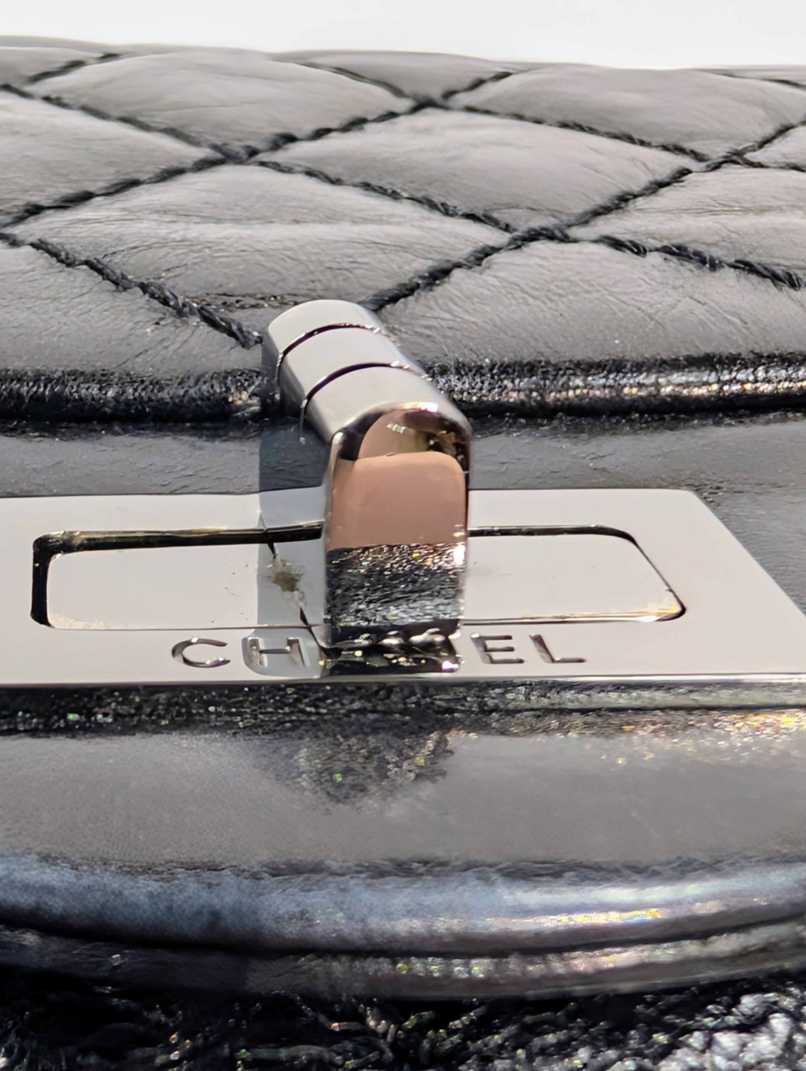 Chanel Vintage Anthracite Distressed Calfskin Leather 2.55 Reissue Double Flap Bag