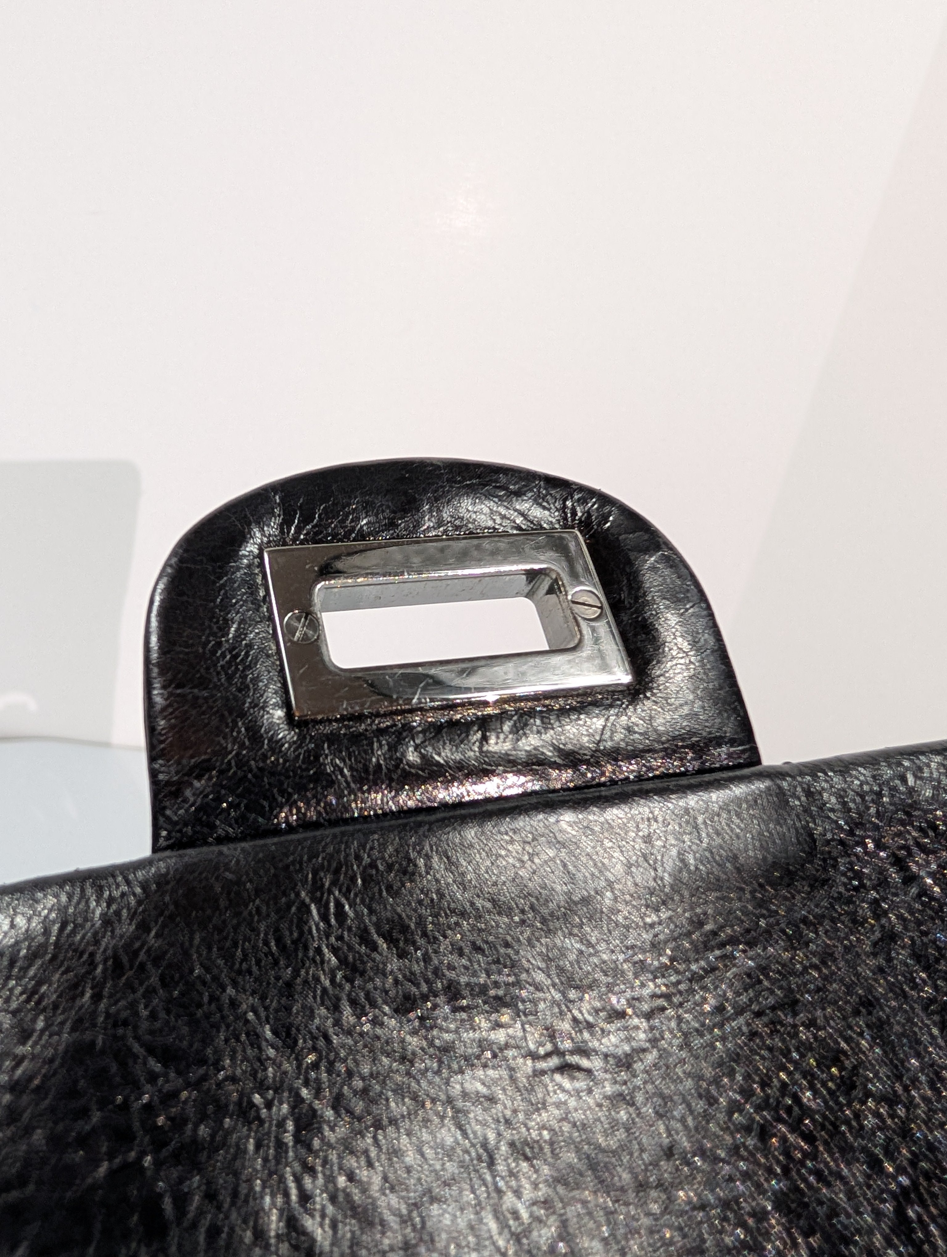 Chanel Vintage Anthracite Distressed Calfskin Leather 2.55 Reissue Double Flap Bag