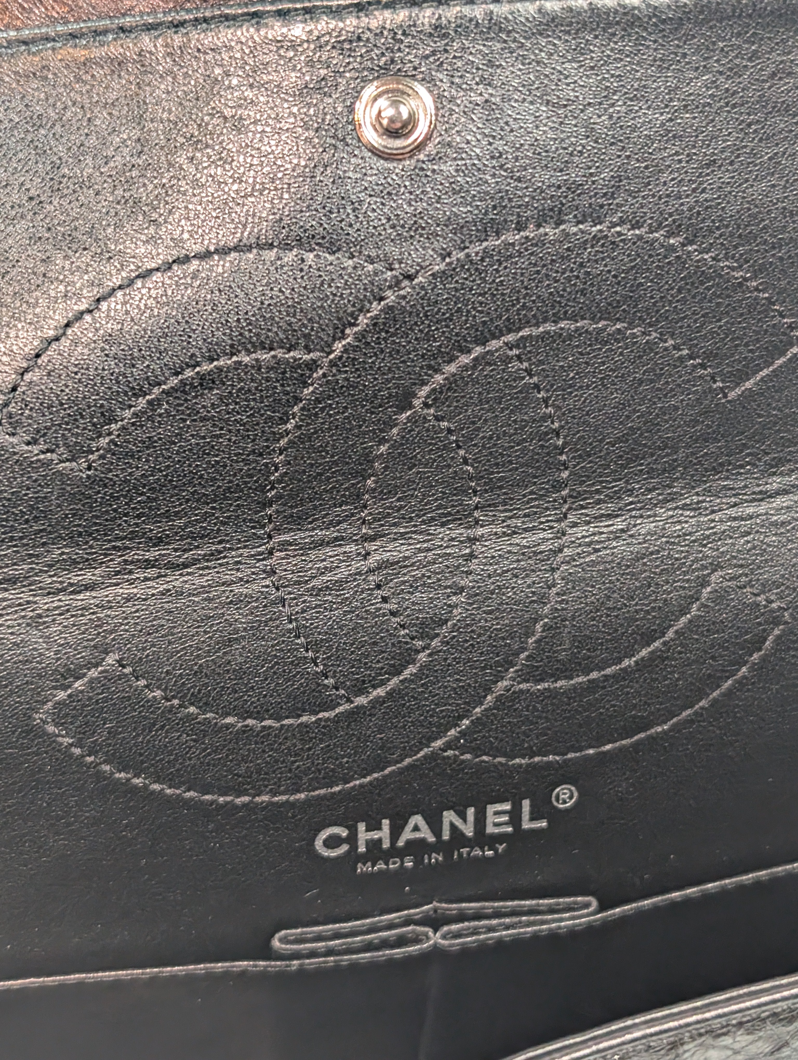 Chanel Vintage Anthracite Distressed Calfskin Leather 2.55 Reissue Double Flap Bag