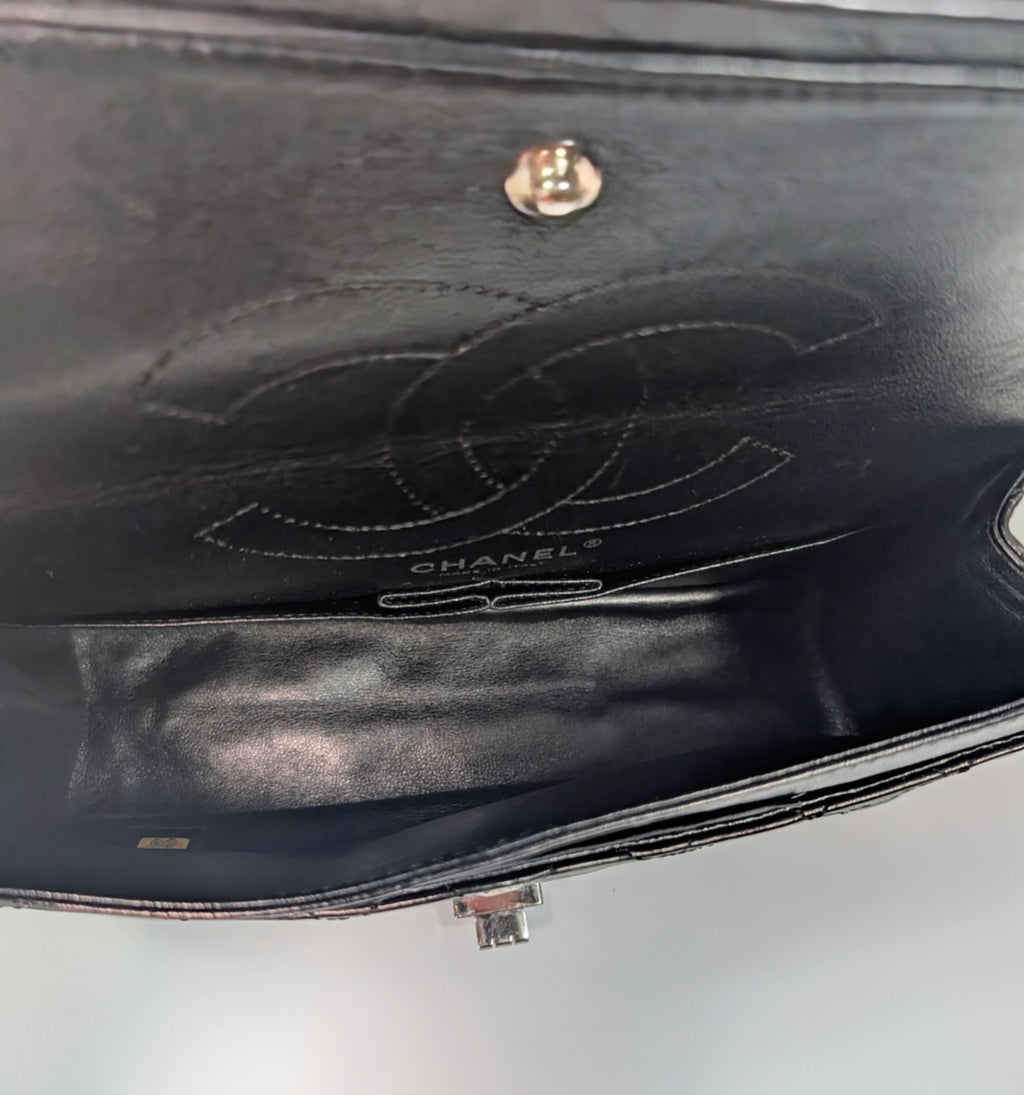 Chanel Vintage Anthracite Distressed Calfskin Leather 2.55 Reissue Double Flap Bag