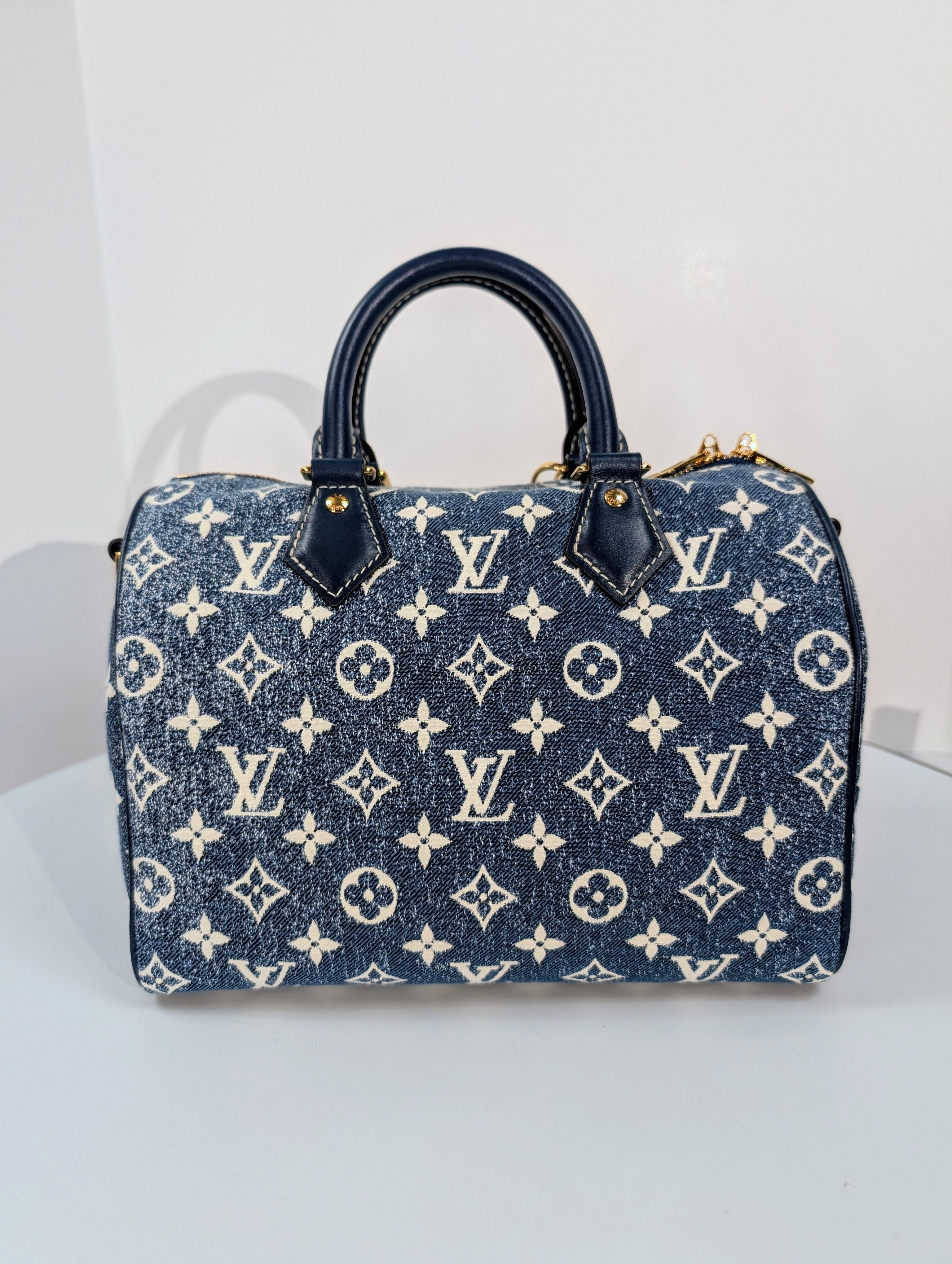 Louis Vuitton Denim Jacquard Monogram Speedy Bandoulière 25