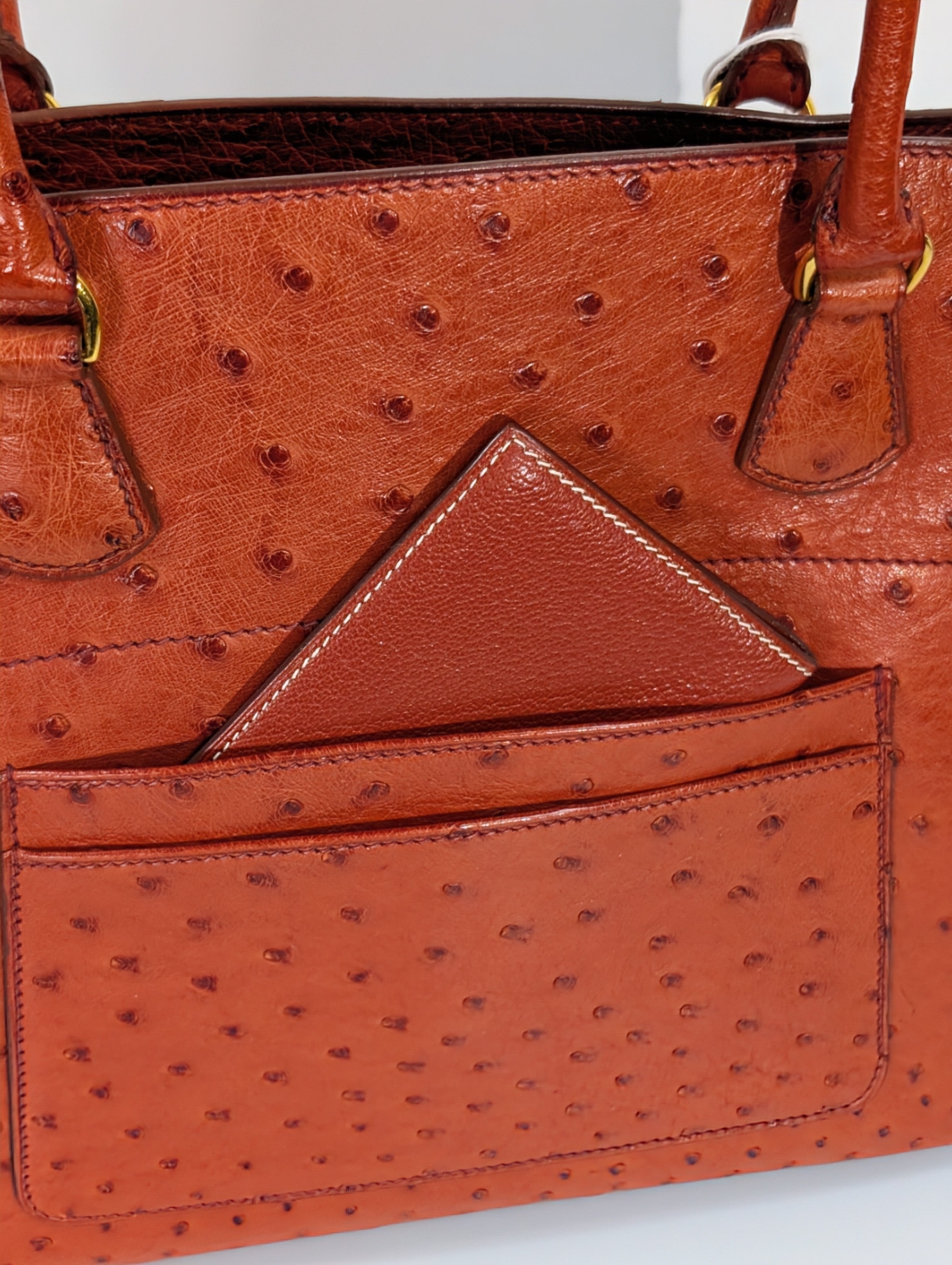 Hermes Vintage Orange Terracotta Ostrich Leather Constance Tote Bag