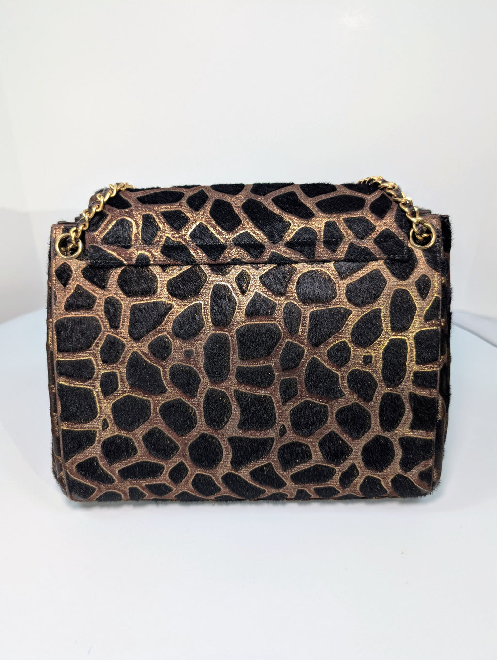 Chanel Vintage Brown Cream Giraffe Print Pony Hair Tote Bag