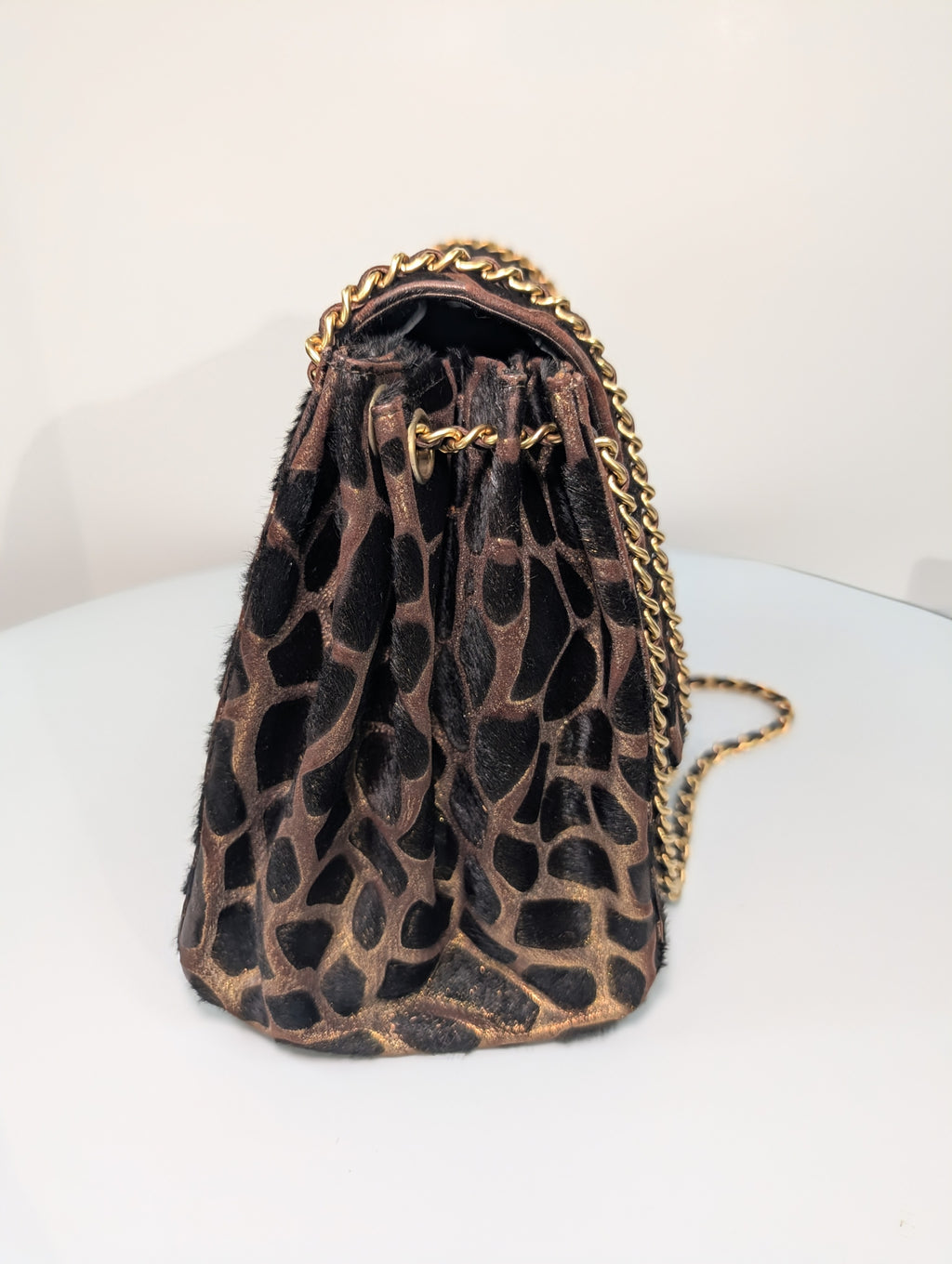 Chanel Vintage Brown Cream Giraffe Print Pony Hair Tote Bag