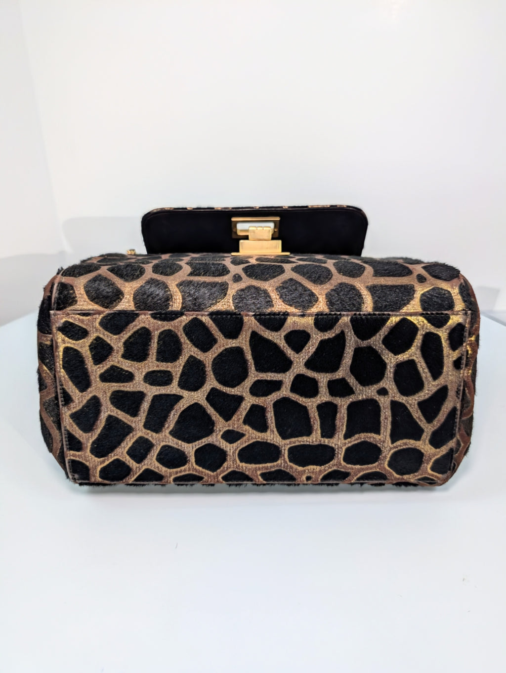 Chanel Vintage Brown Cream Giraffe Print Pony Hair Tote Bag