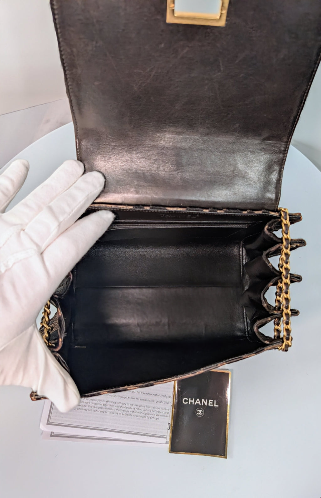 Chanel Vintage Brown Cream Giraffe Print Pony Hair Tote Bag