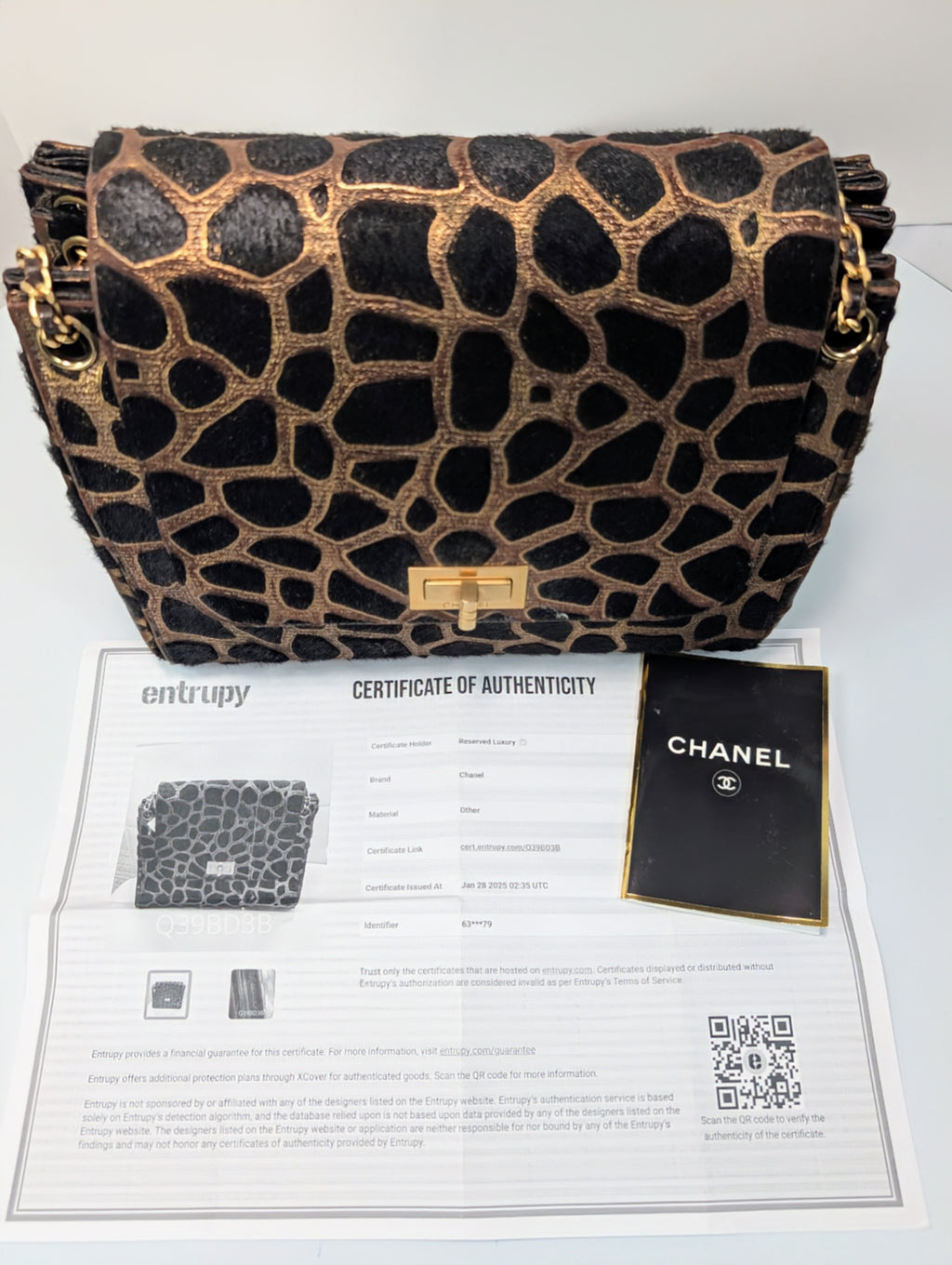 Chanel Vintage Brown Cream Giraffe Print Pony Hair Tote Bag