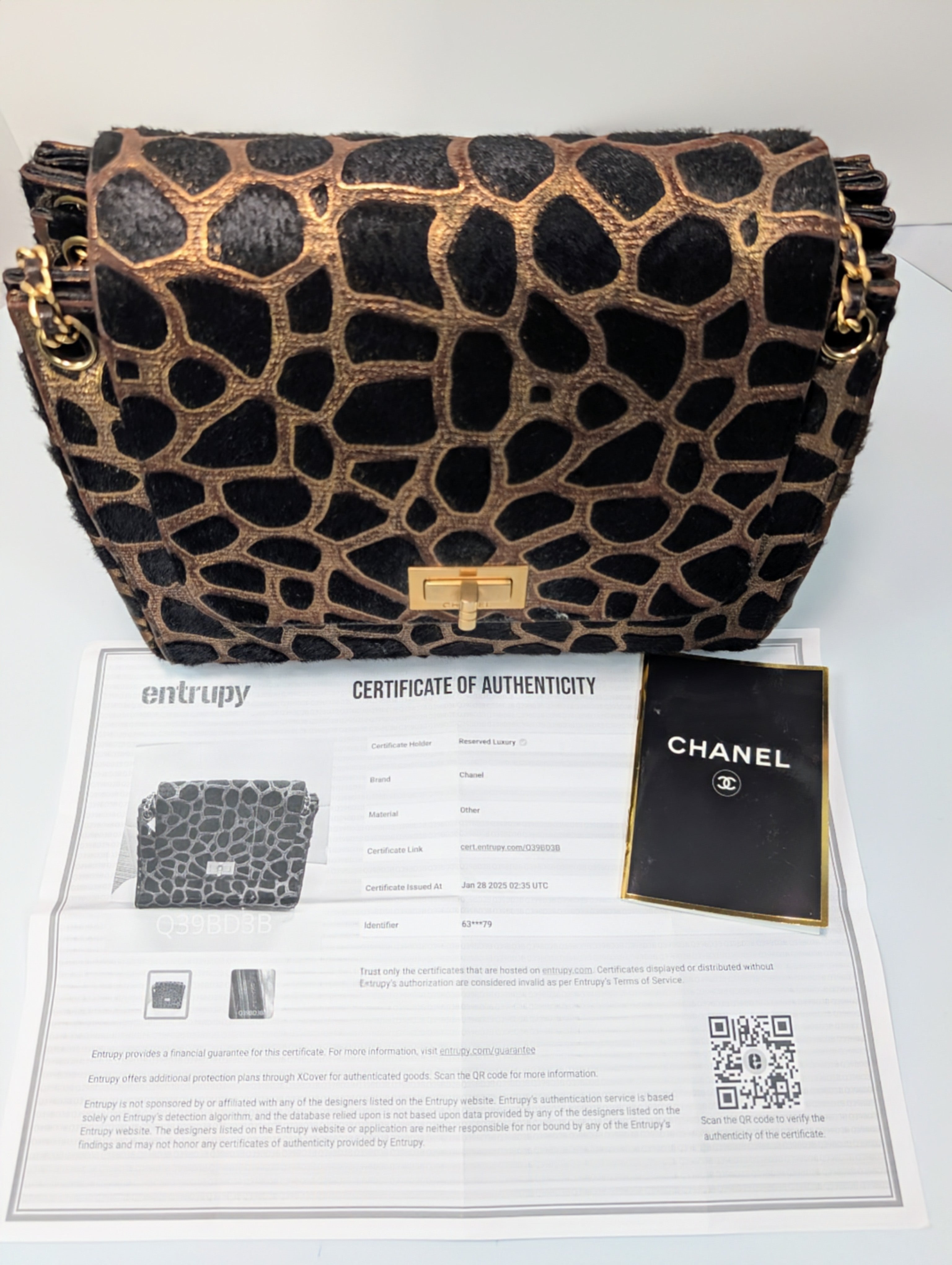 Chanel Vintage Brown Cream Giraffe Print Pony Hair Tote Bag