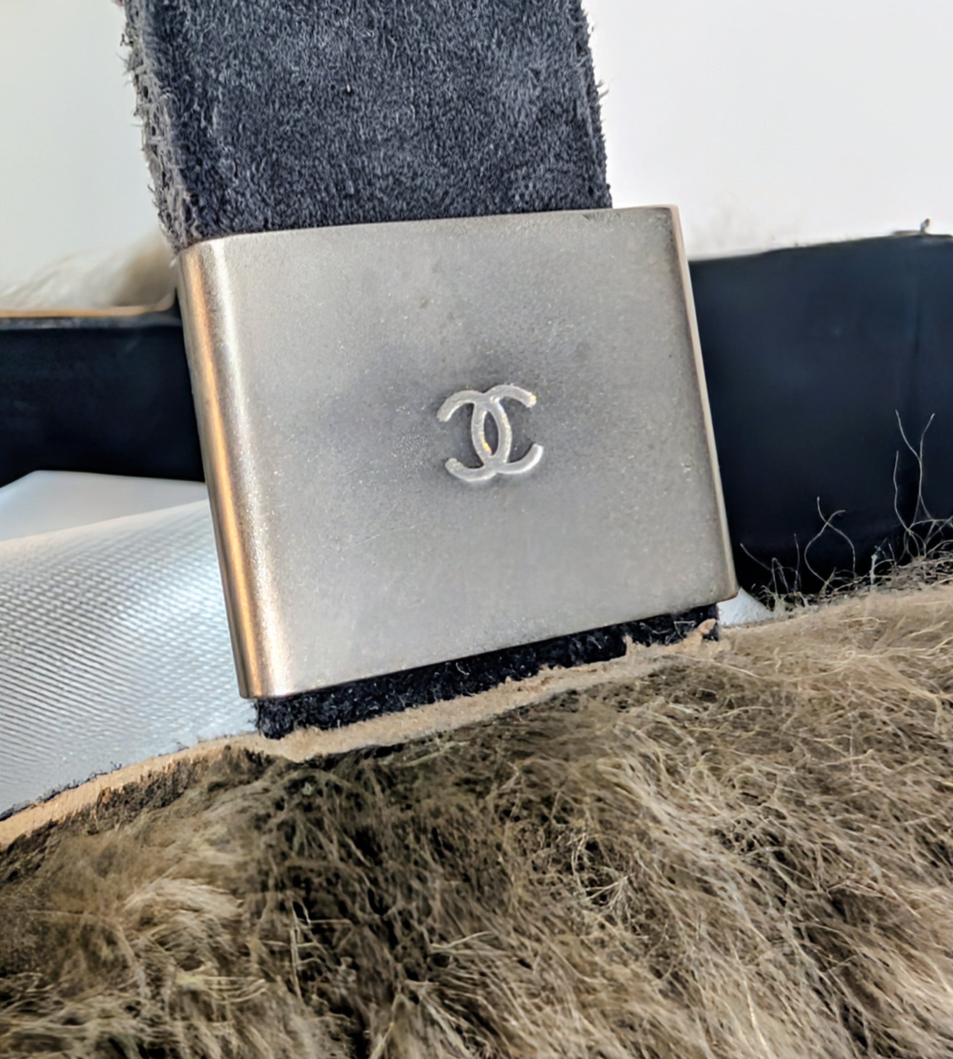 Chanel Vintage Classic Brown Lapin Rabbit Fur Bag with Pouch