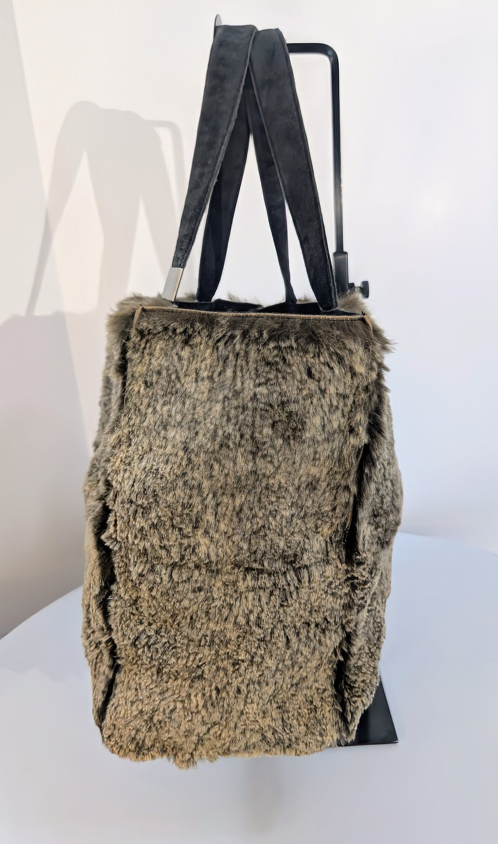 Chanel Vintage Classic Brown Lapin Rabbit Fur Bag with Pouch