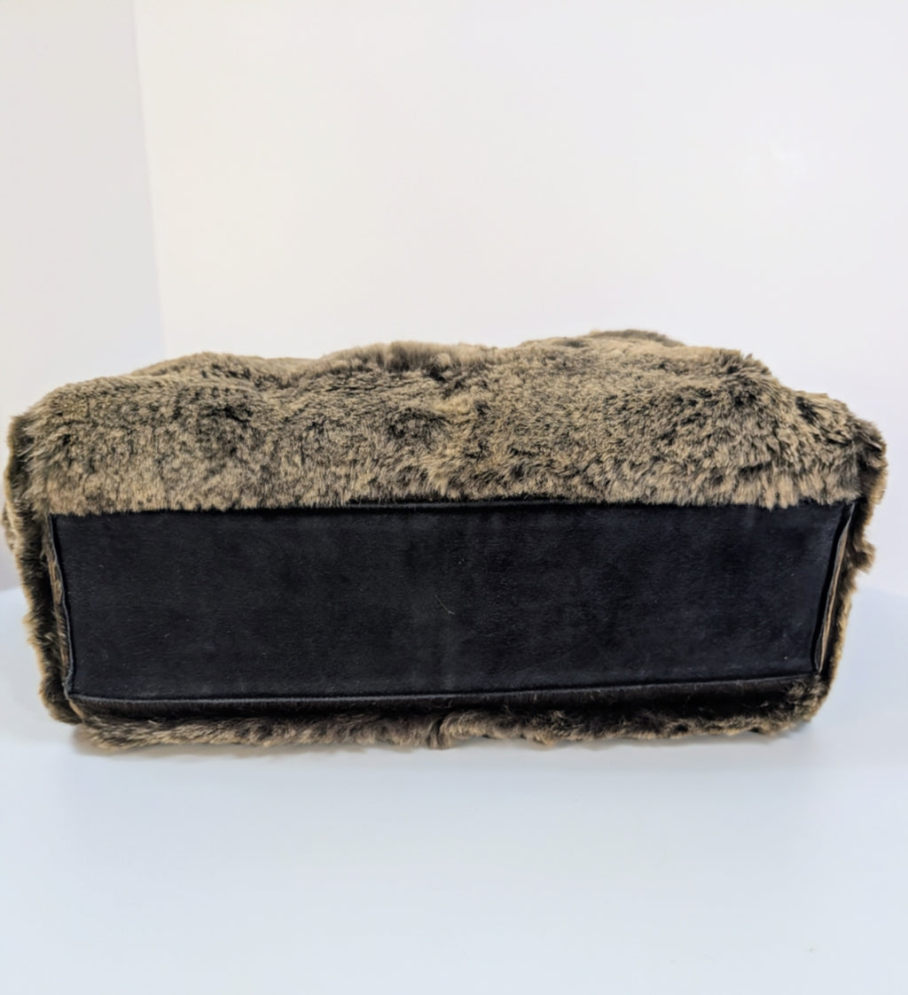 Chanel Vintage Classic Brown Lapin Rabbit Fur Bag with Pouch