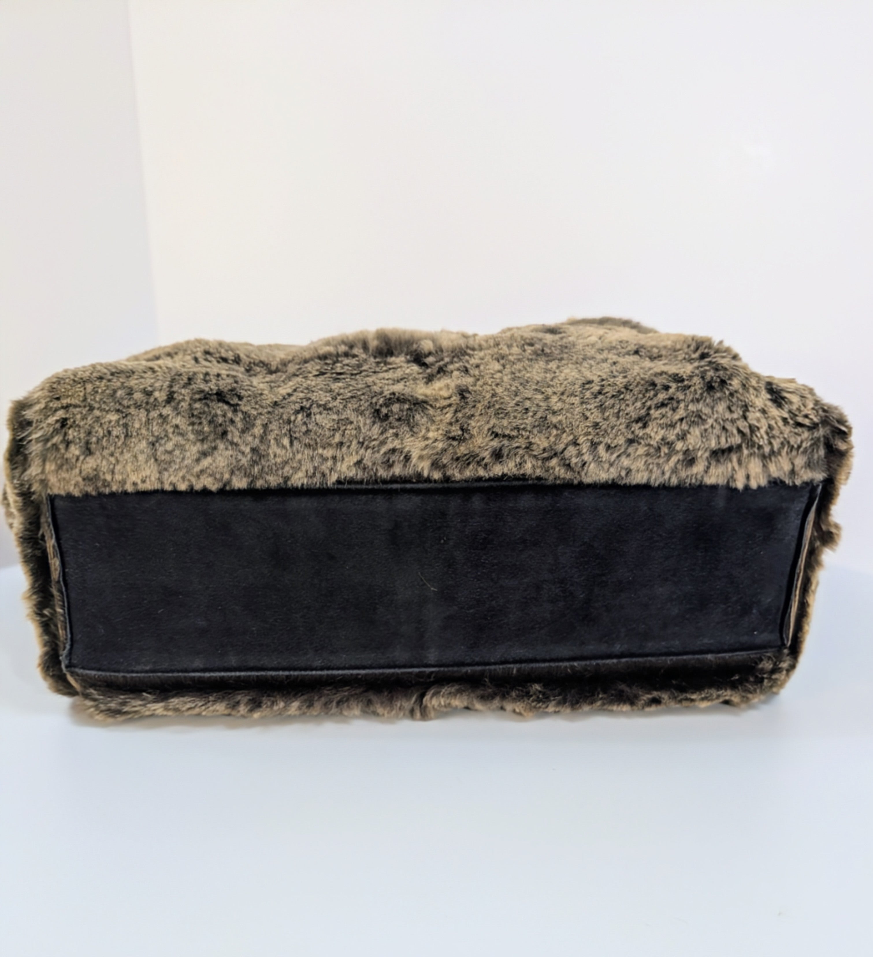 Chanel Vintage Classic Brown Lapin Rabbit Fur Bag with Pouch