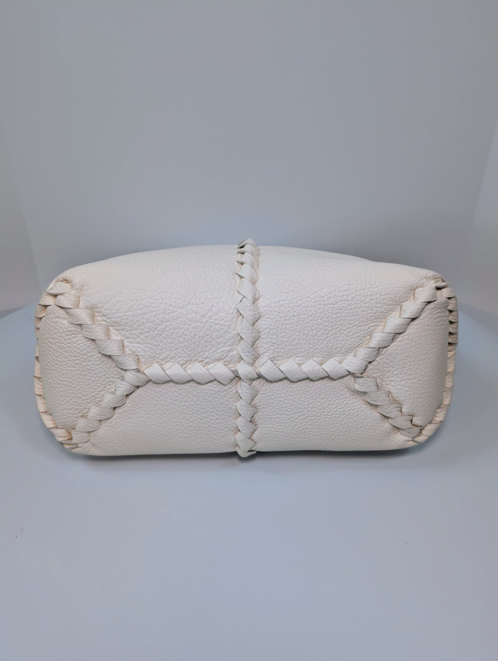 Bottega Veneta Chalk White Grained Deerskin Cervo Baseball Hobo Shoulder Bag