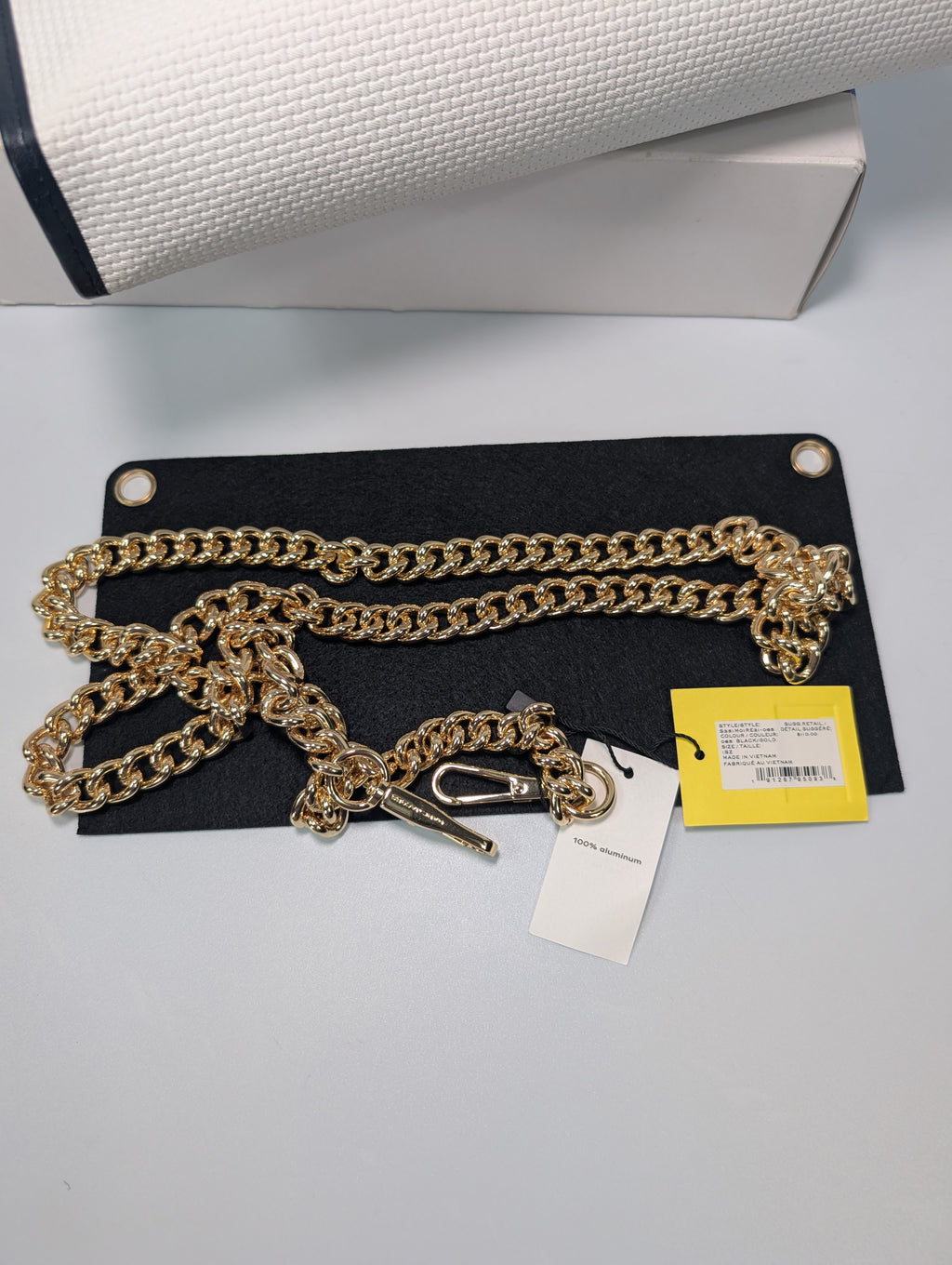 Yves Saint Laurent (YSL) Vintage White Canvas Envelope Clutch, Black Trim