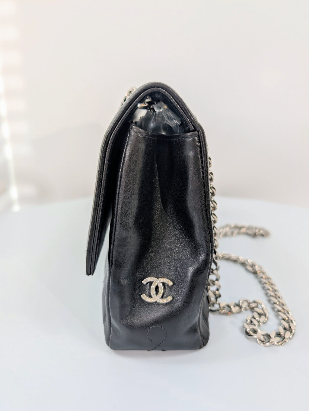 Chanel 6-Series Black Lambskin Chocolate Bar Mademoiselle Flap Bag