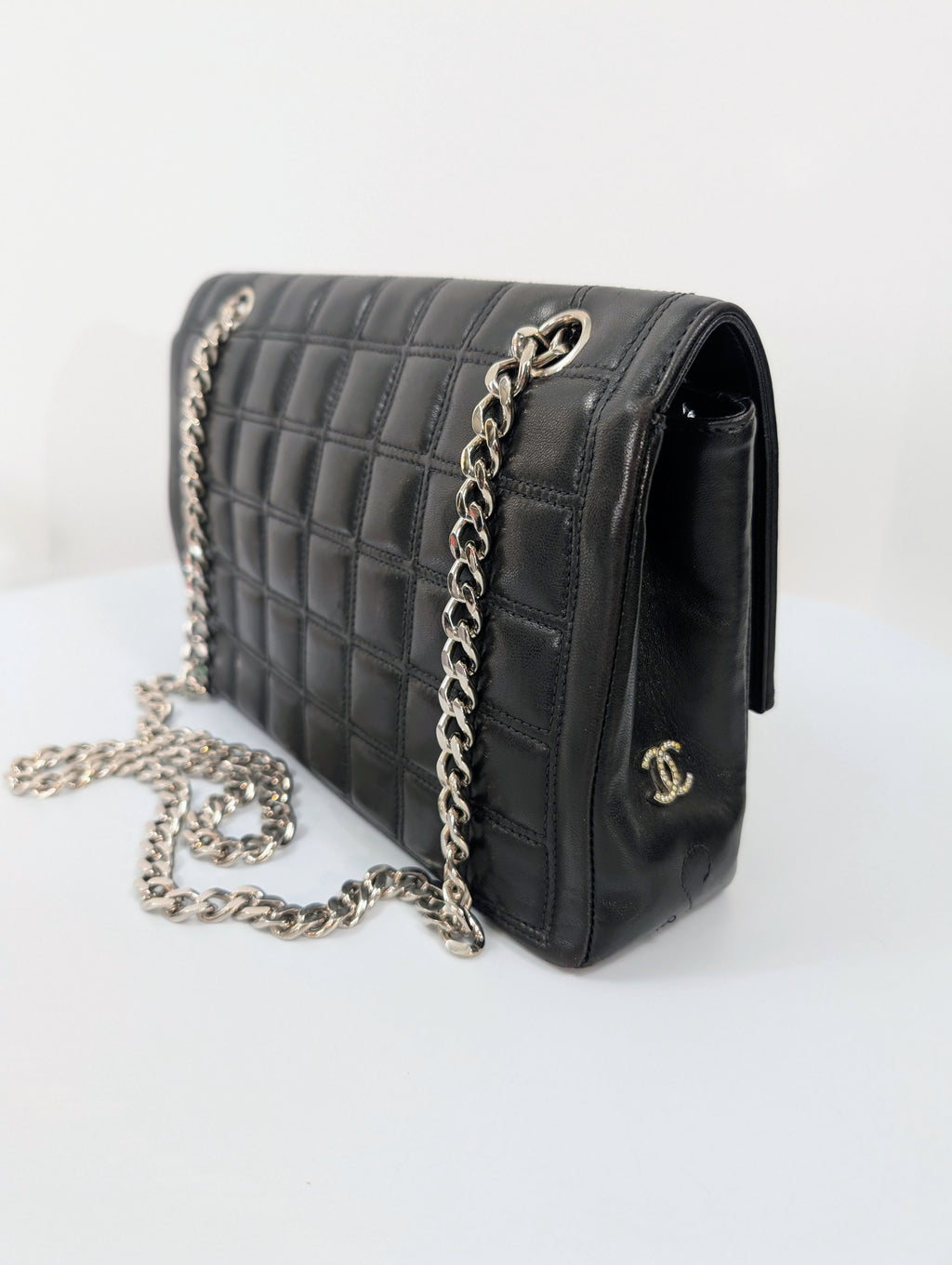 Chanel 6-Series Black Lambskin Chocolate Bar Mademoiselle Flap Bag