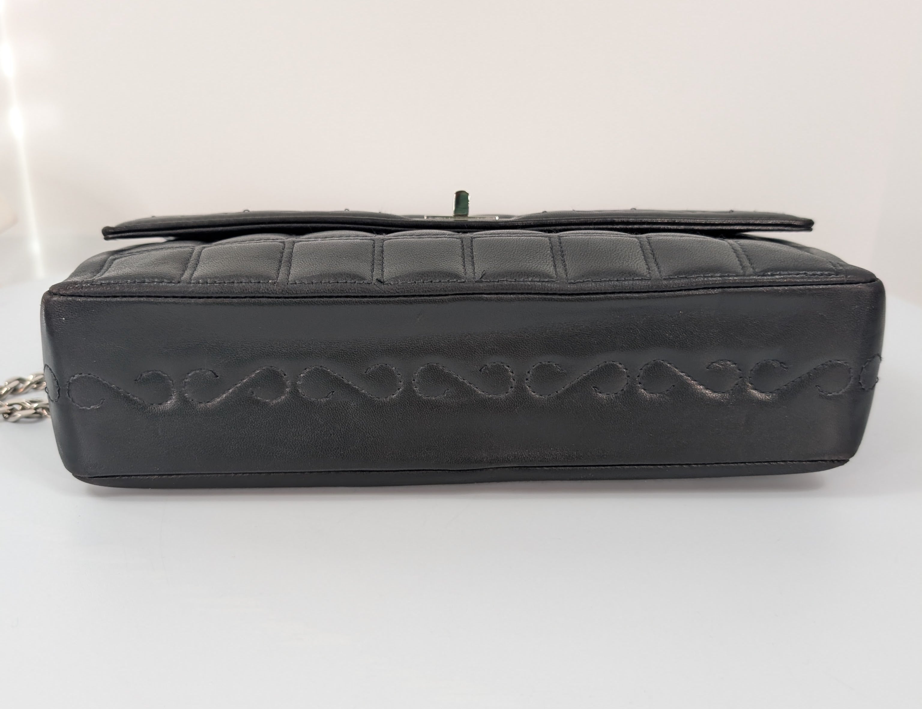 Chanel 6-Series Black Lambskin Chocolate Bar Mademoiselle Flap Bag