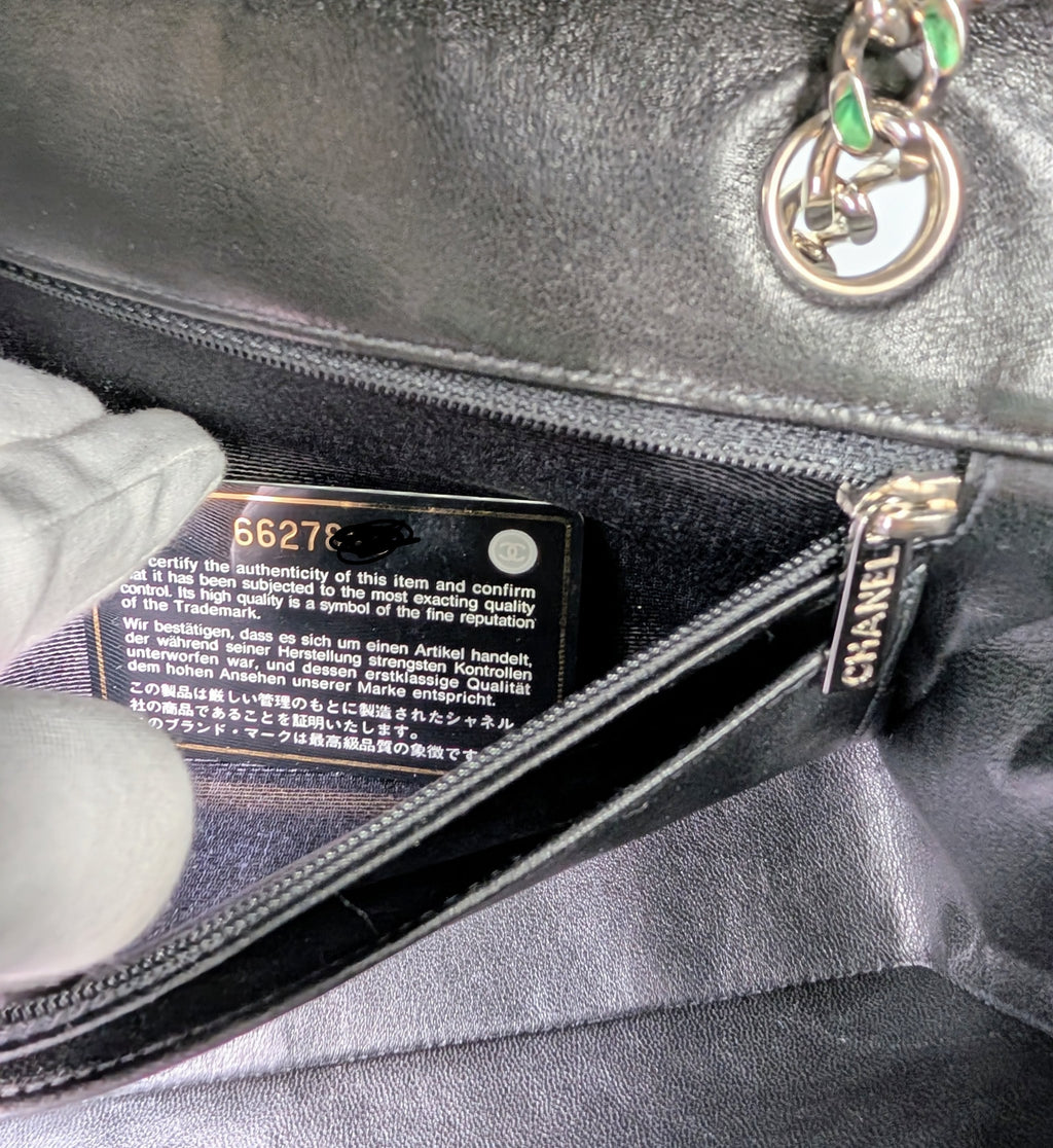 Chanel 6-Series Black Lambskin Chocolate Bar Mademoiselle Flap Bag