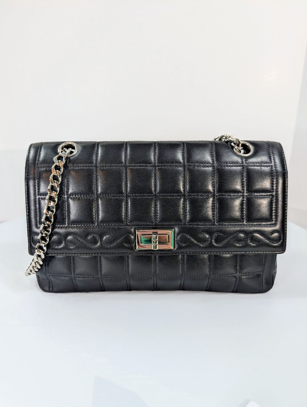Chanel 6-Series Black Lambskin Chocolate Bar Mademoiselle Flap Bag