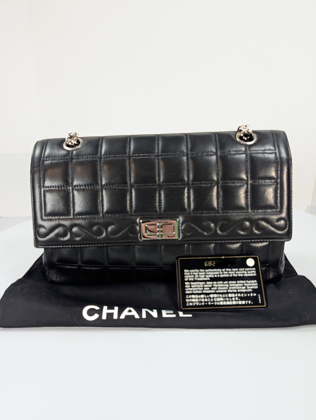 Chanel 6-Series Black Lambskin Chocolate Bar Mademoiselle Flap Bag