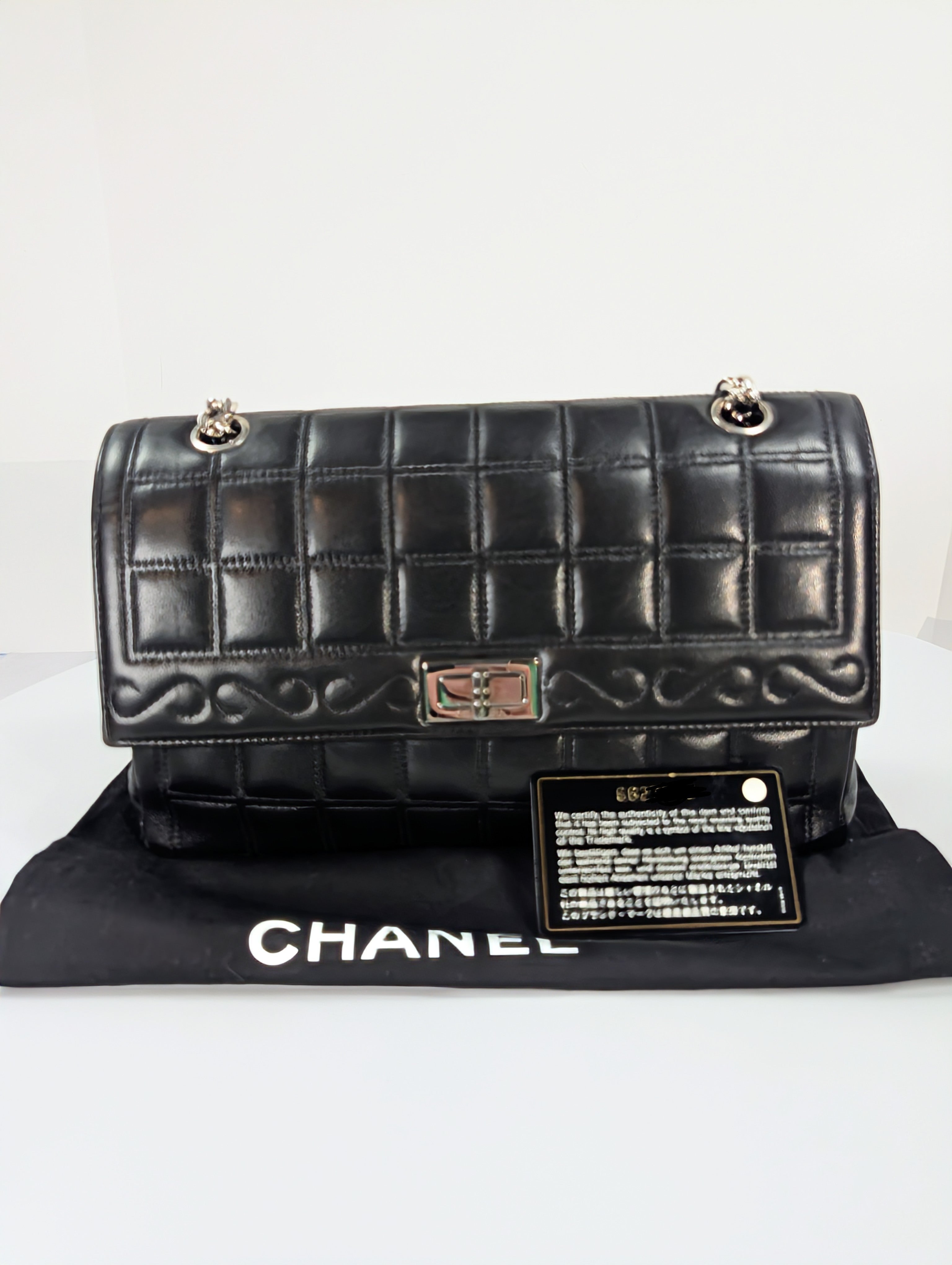 Chanel 6-Series Black Lambskin Chocolate Bar Mademoiselle Flap Bag