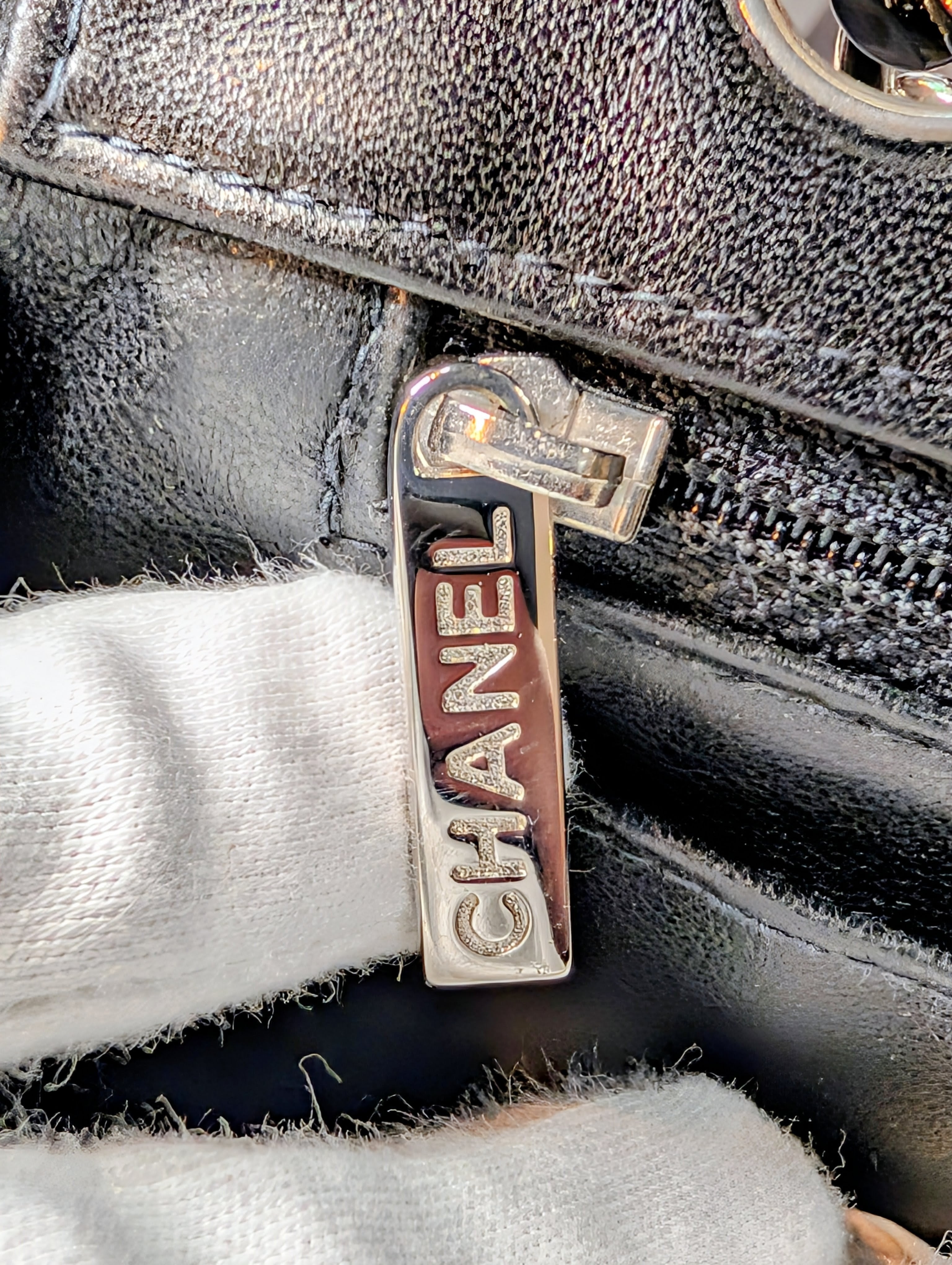 Chanel 6-Series Black Lambskin Chocolate Bar Mademoiselle Flap Bag