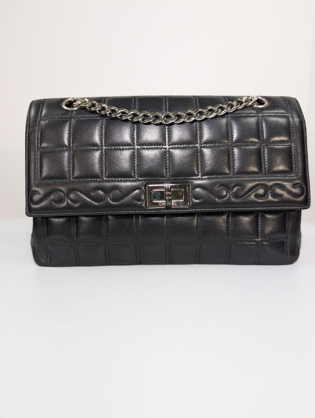 Chanel 6-Series Black Lambskin Chocolate Bar Mademoiselle Flap Bag