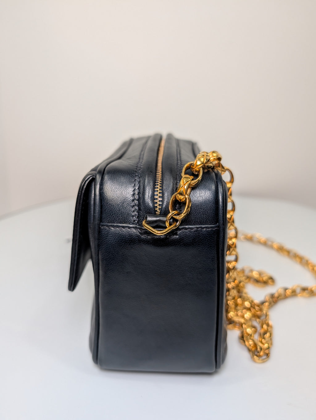 Chanel Vintage Navy 24k Gold-Plated Tassel Camera Bag