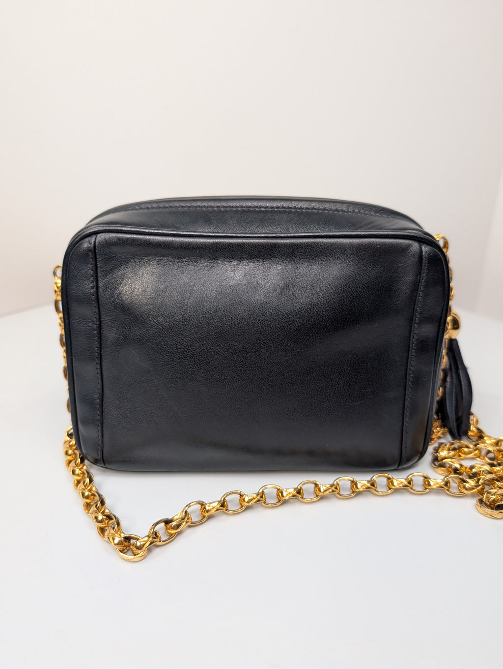 Chanel Vintage Navy 24k Gold-Plated Tassel Camera Bag