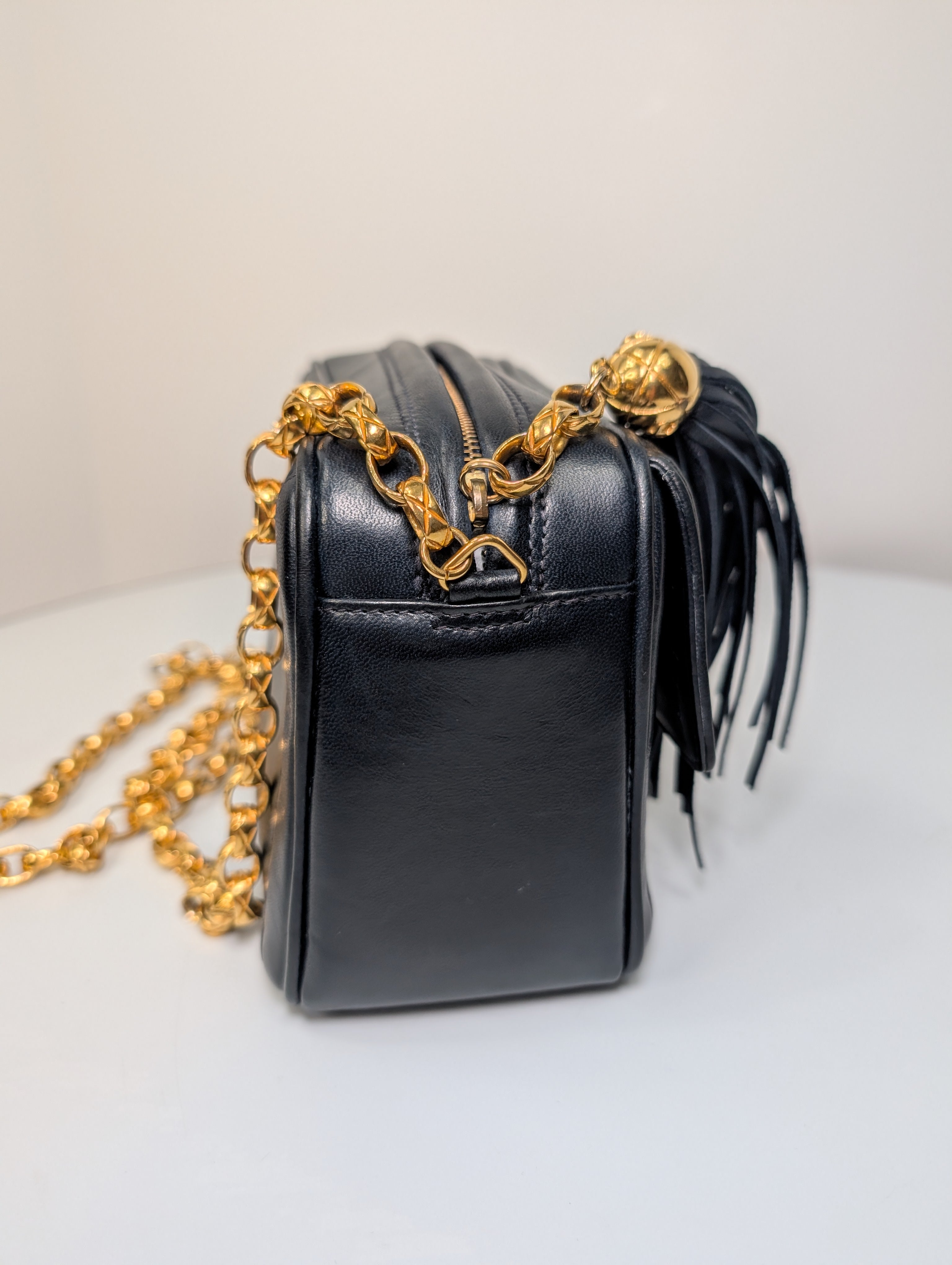 Chanel Vintage Navy 24k Gold-Plated Tassel Camera Bag