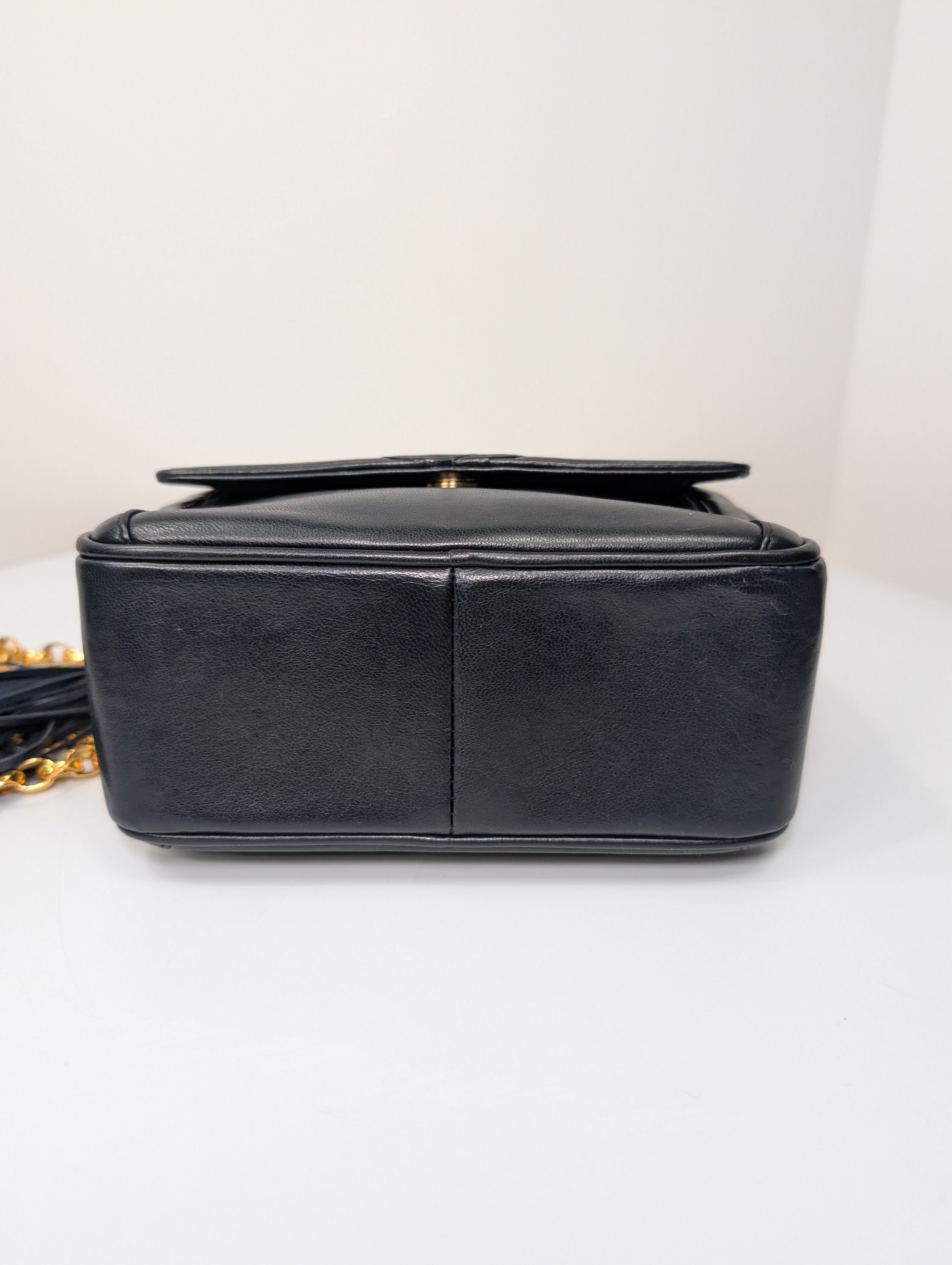 Chanel Vintage Navy 24k Gold-Plated Tassel Camera Bag